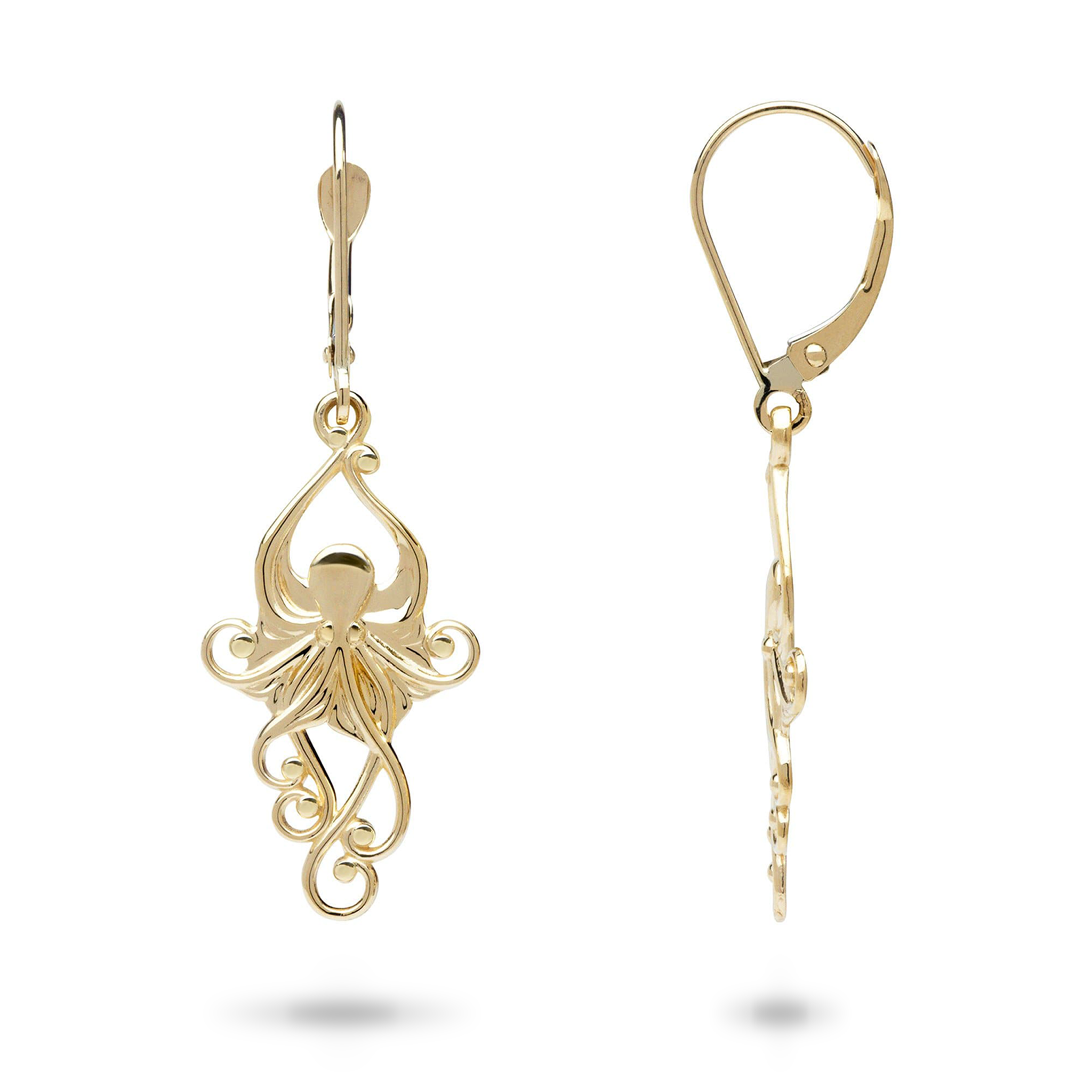 Living Heirloom Octopus Earrings in Gold - 25mm