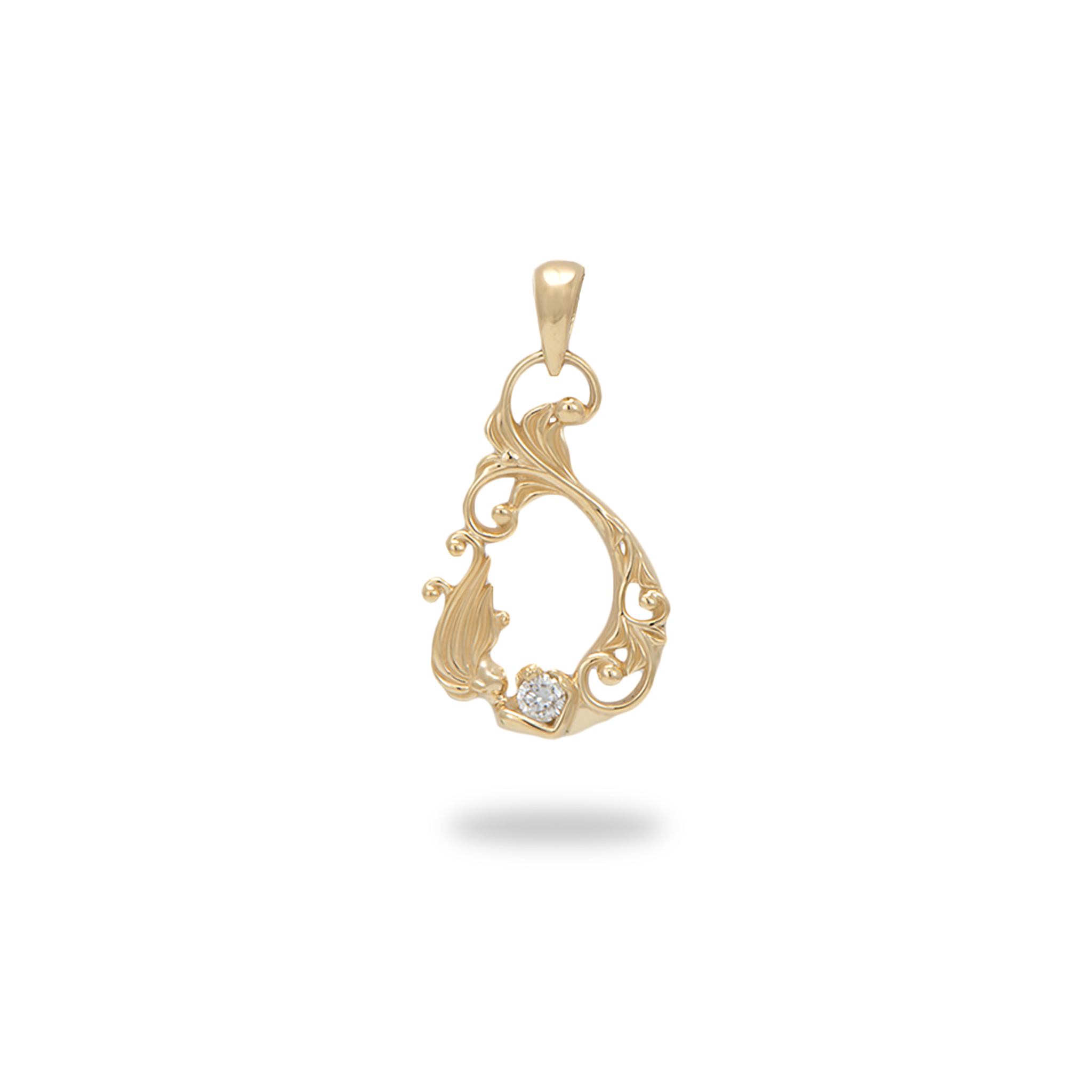 Living Heirloom Meerjungfrauen-Anhänger in Gold mit Diamanten – 19 mm