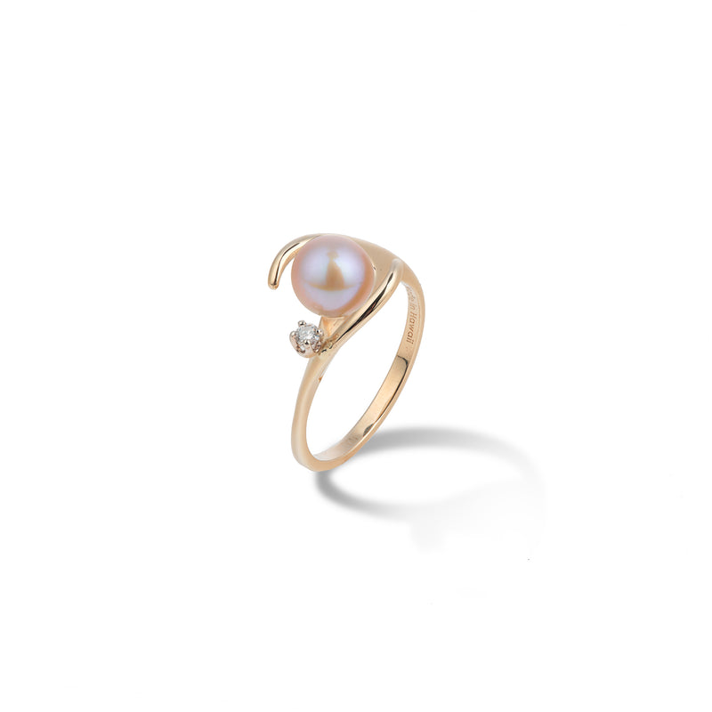 Wählen Sie einen Perlenring mit streichelnden Händen in Gold mit Diamant