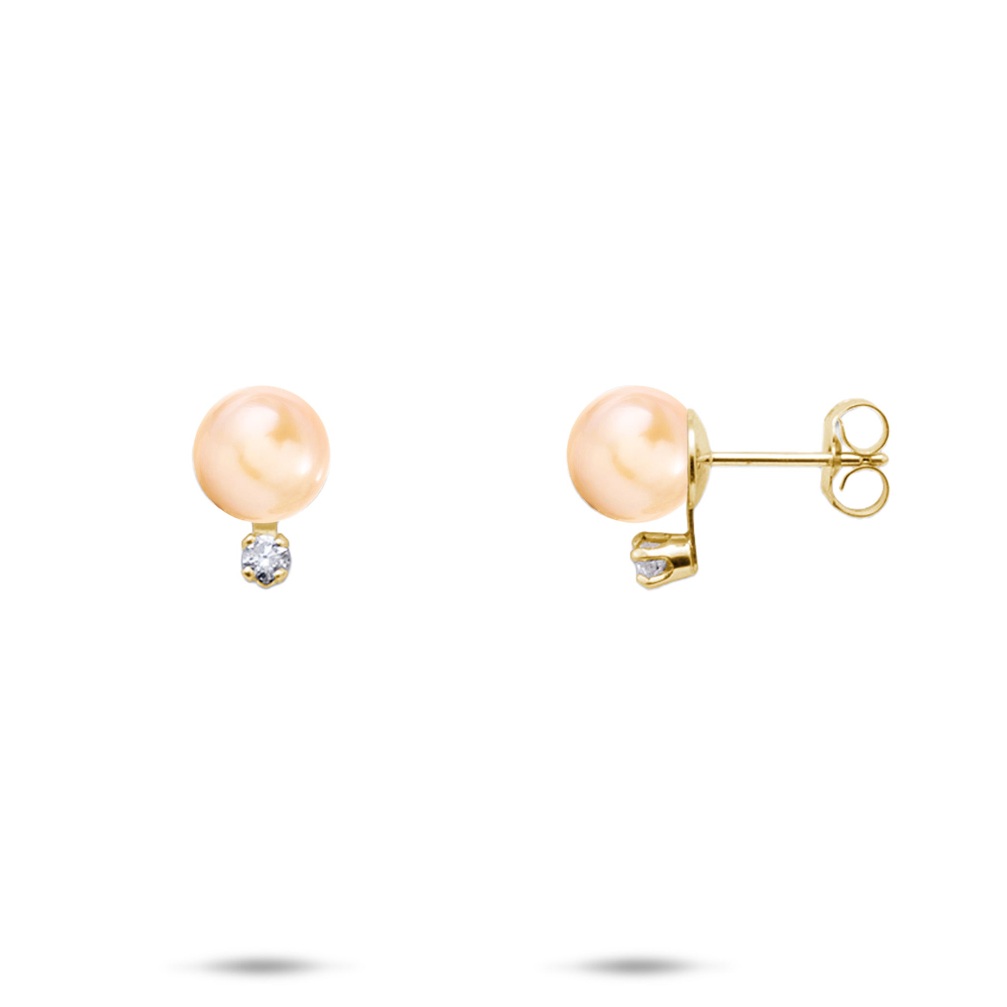 Pick A Pearl Earrings in Gold with Diamonds