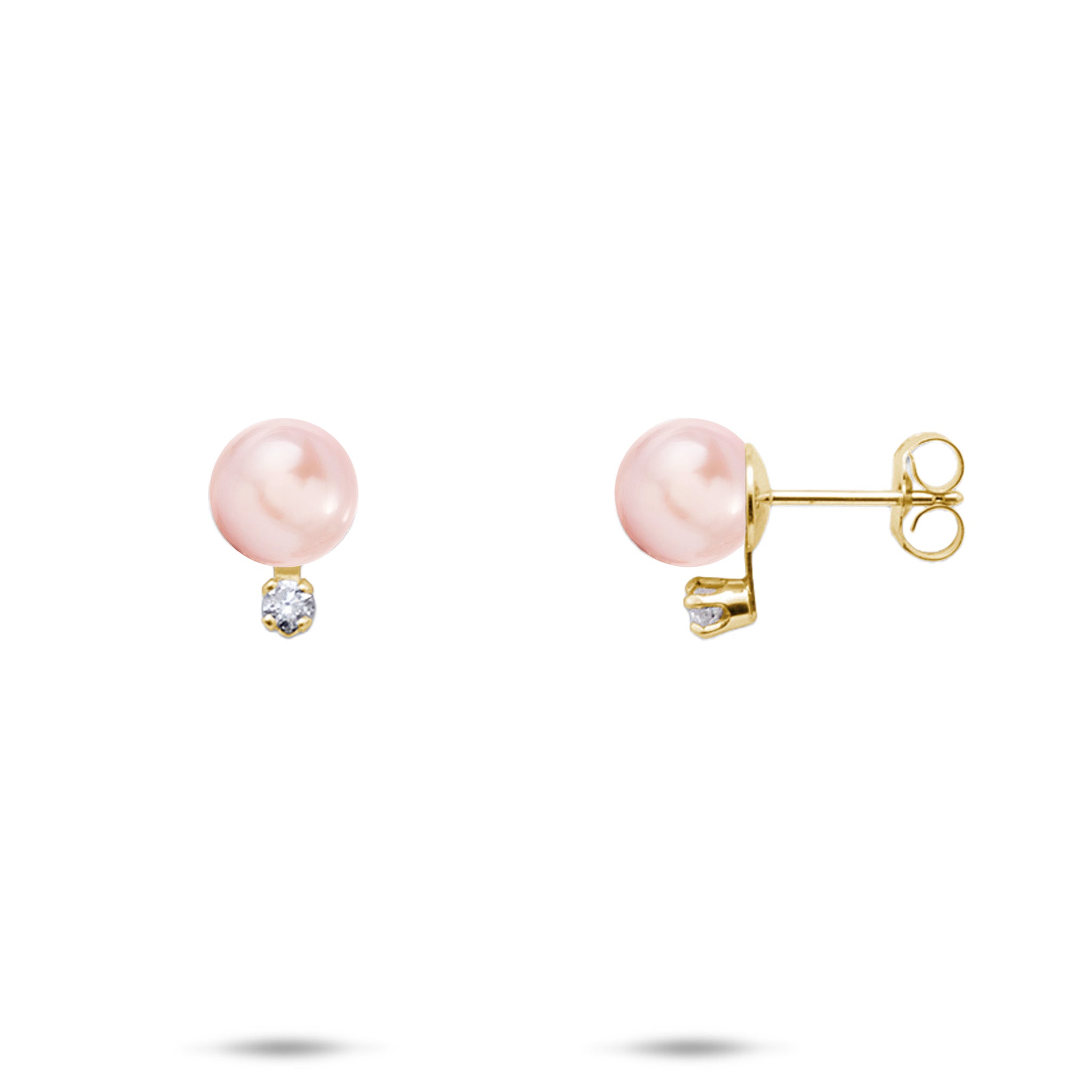 Pick A Pearl Earrings in Gold with Diamonds