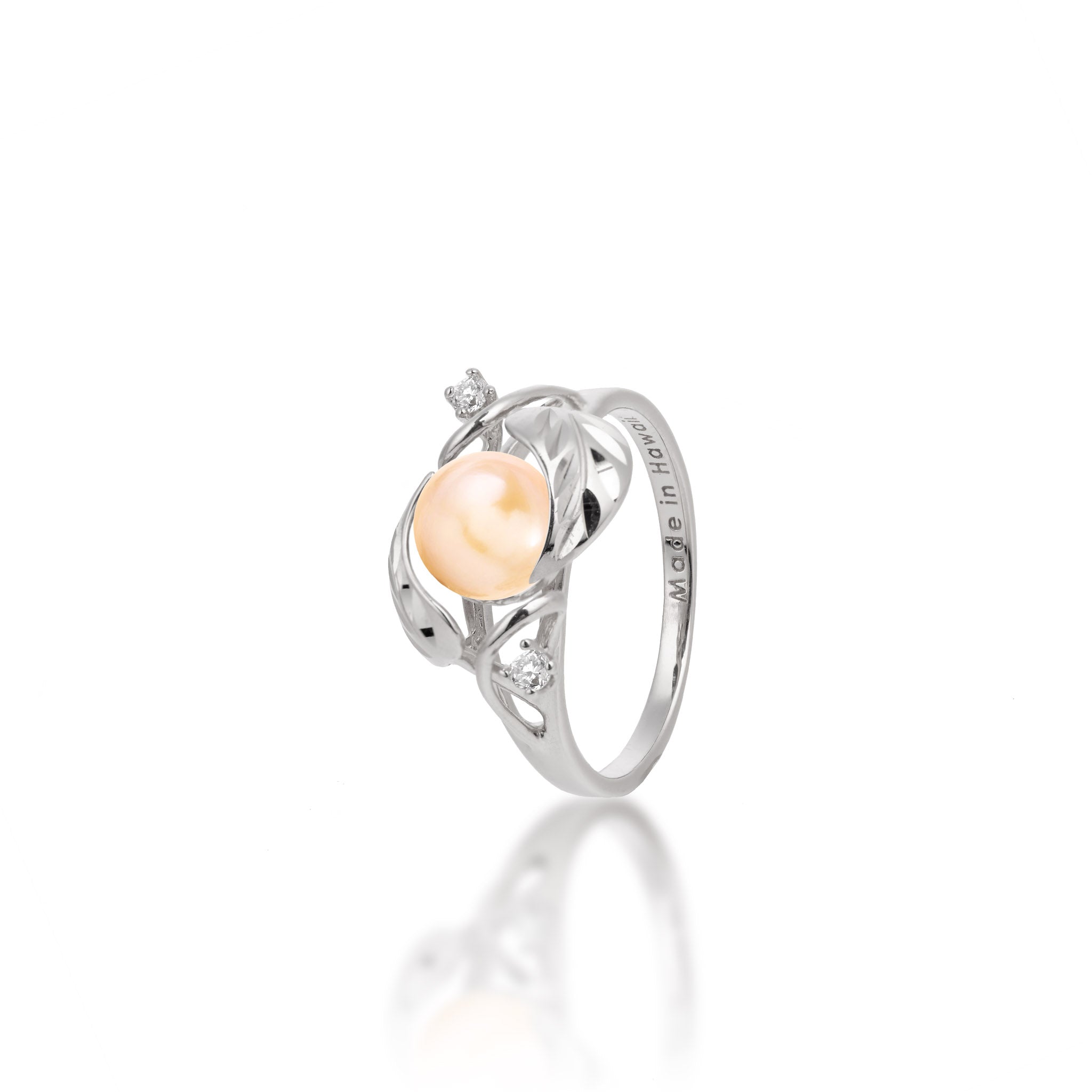 Pick A Pearl Maile Ring in White Gold with Diamonds