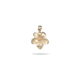 Maui Divers Jewelry Pick A Pearl Plumeria Pendant in Gold - 18mm on White Background