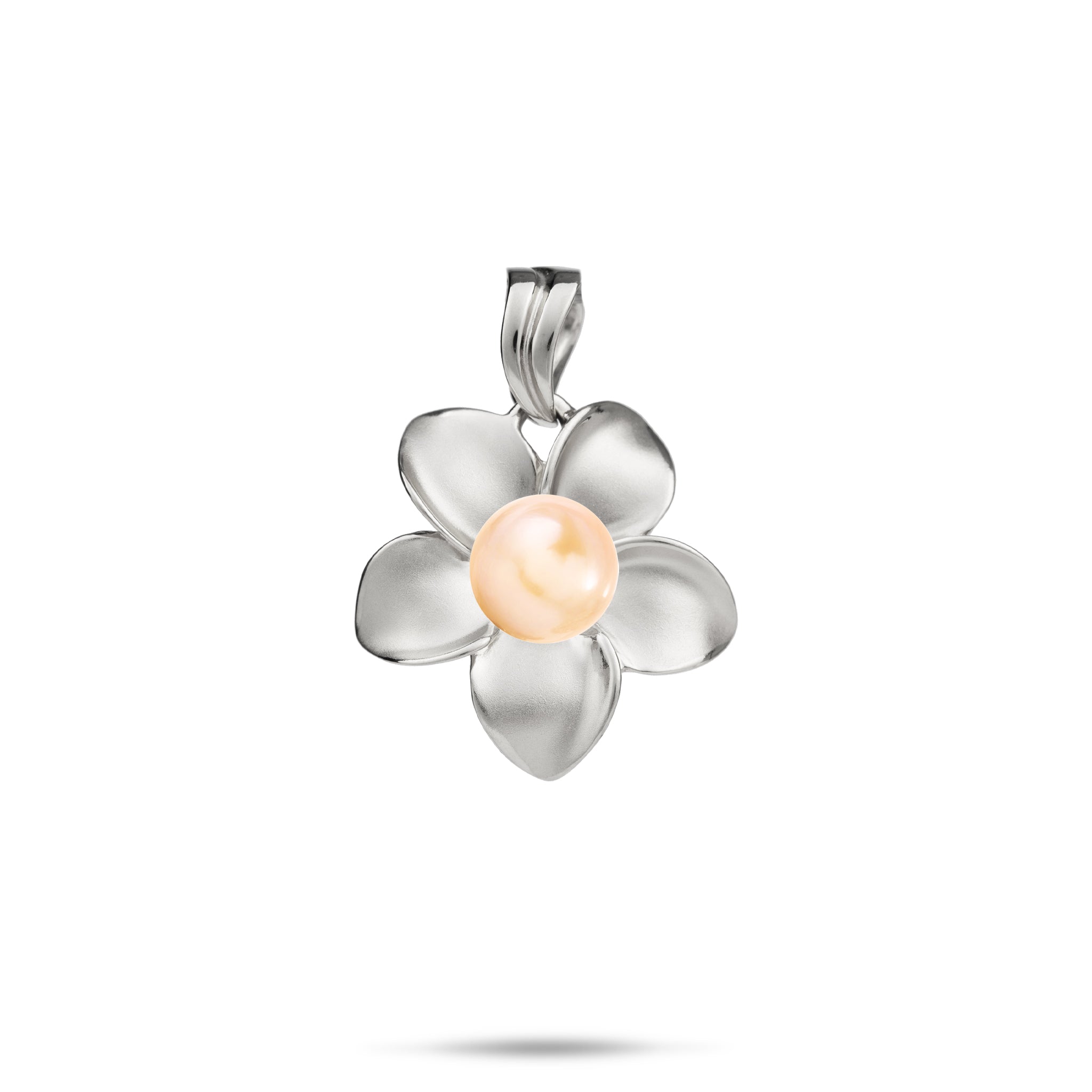 Pick A Pearl Plumeria Pendant in White Gold - 18mm