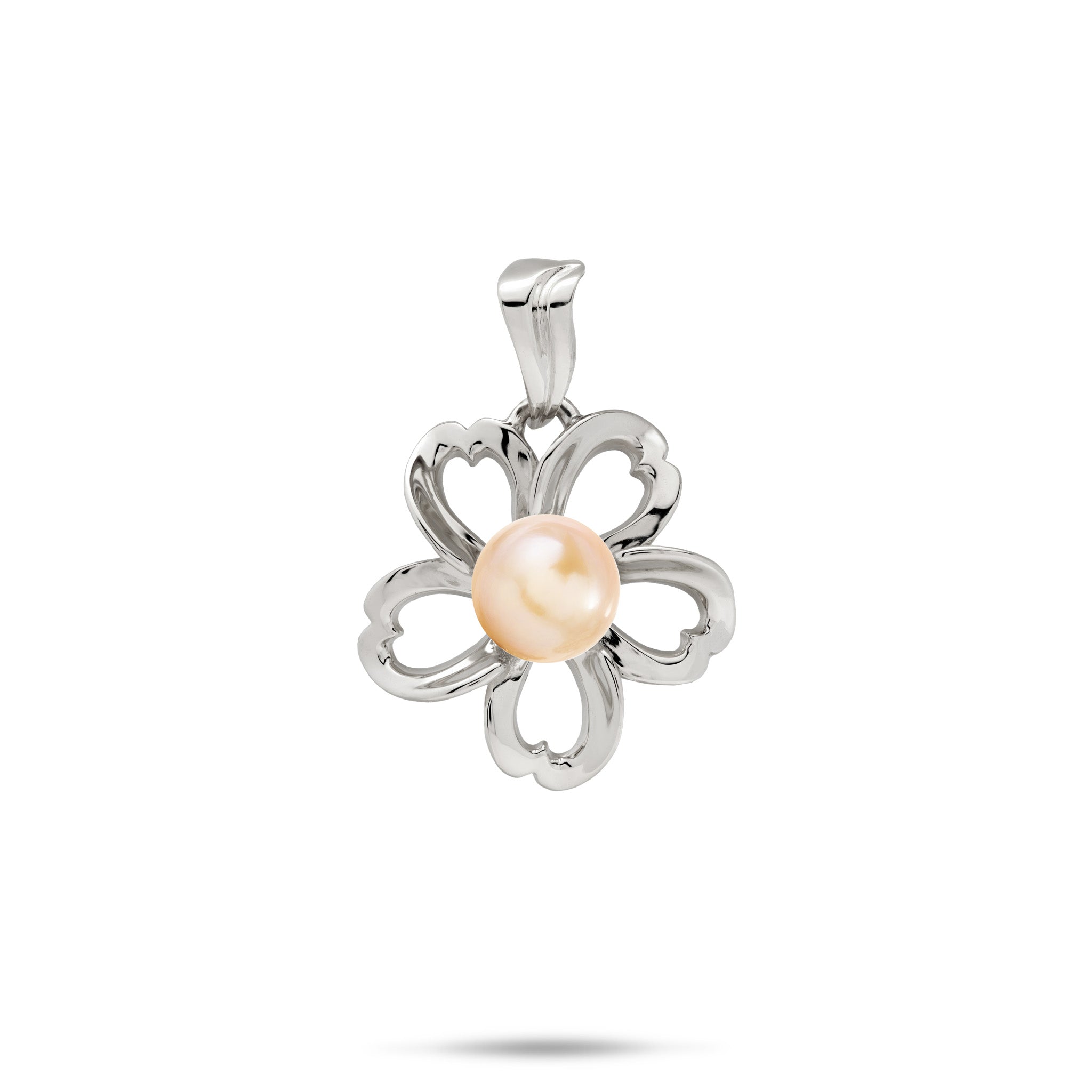 Pick A Pearl Plumeria Pendant in White Gold - 18mm