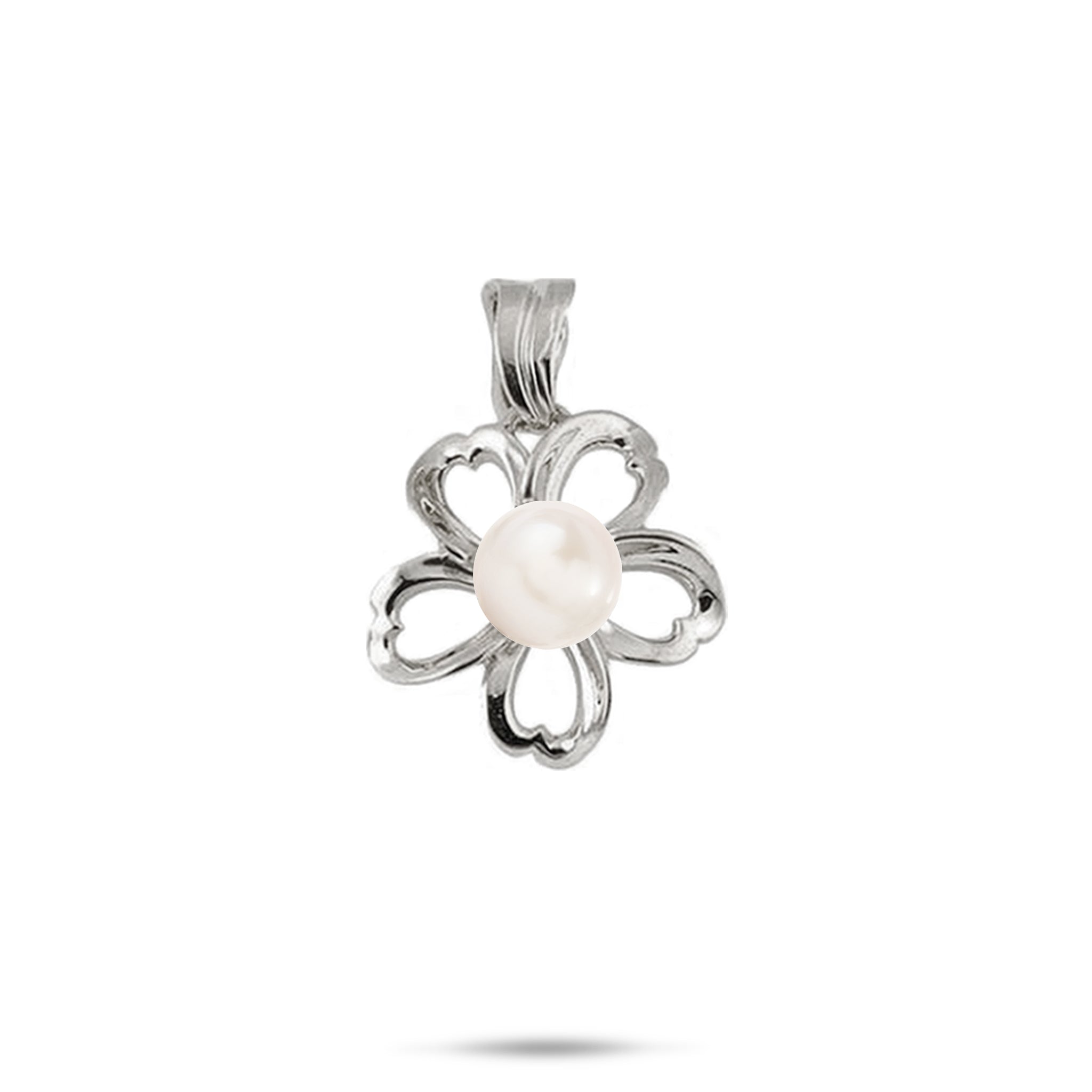 Pick A Pearl Plumeria Pendant in White Gold - 17mm