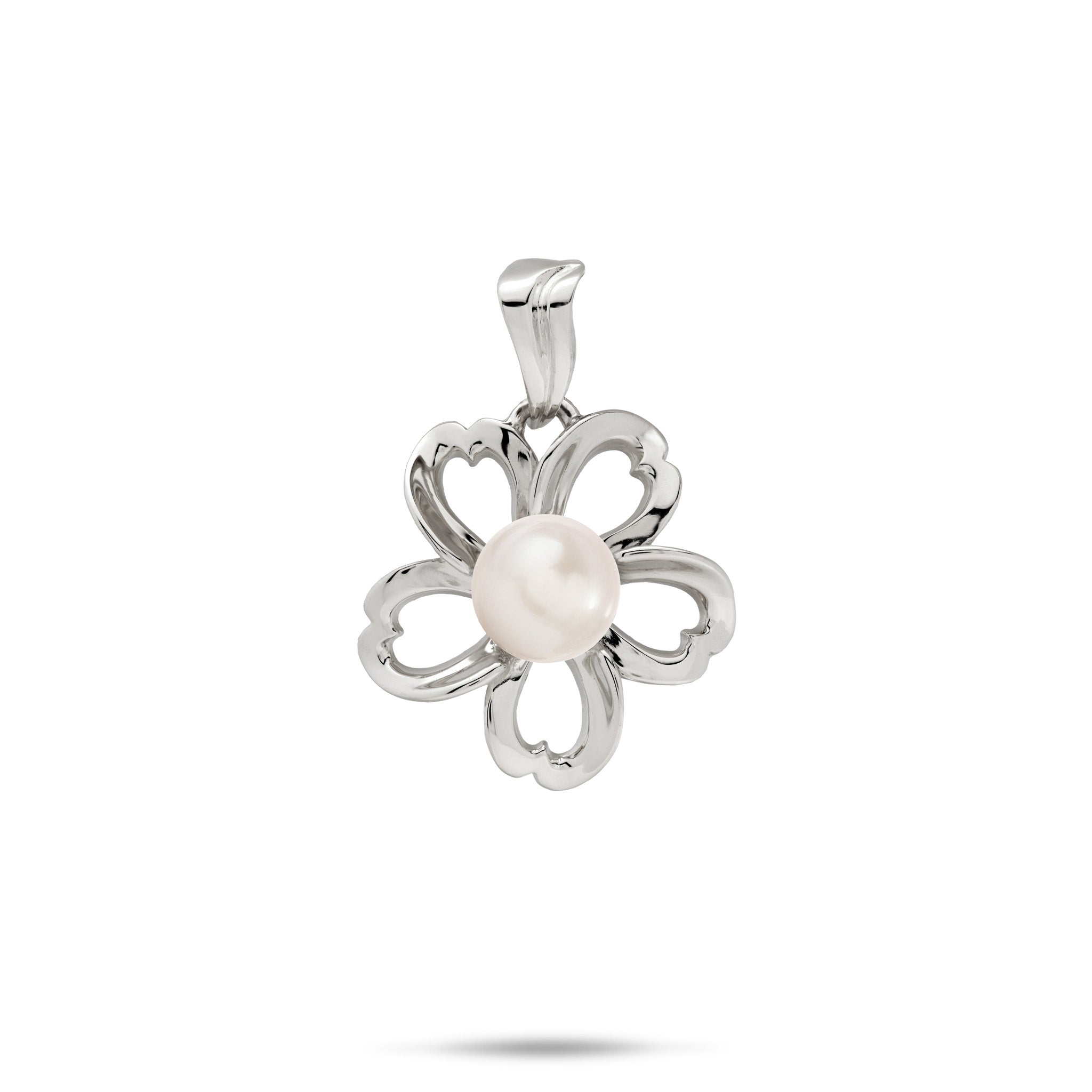Pick A Pearl Plumeria Pendant in White Gold - 18mm
