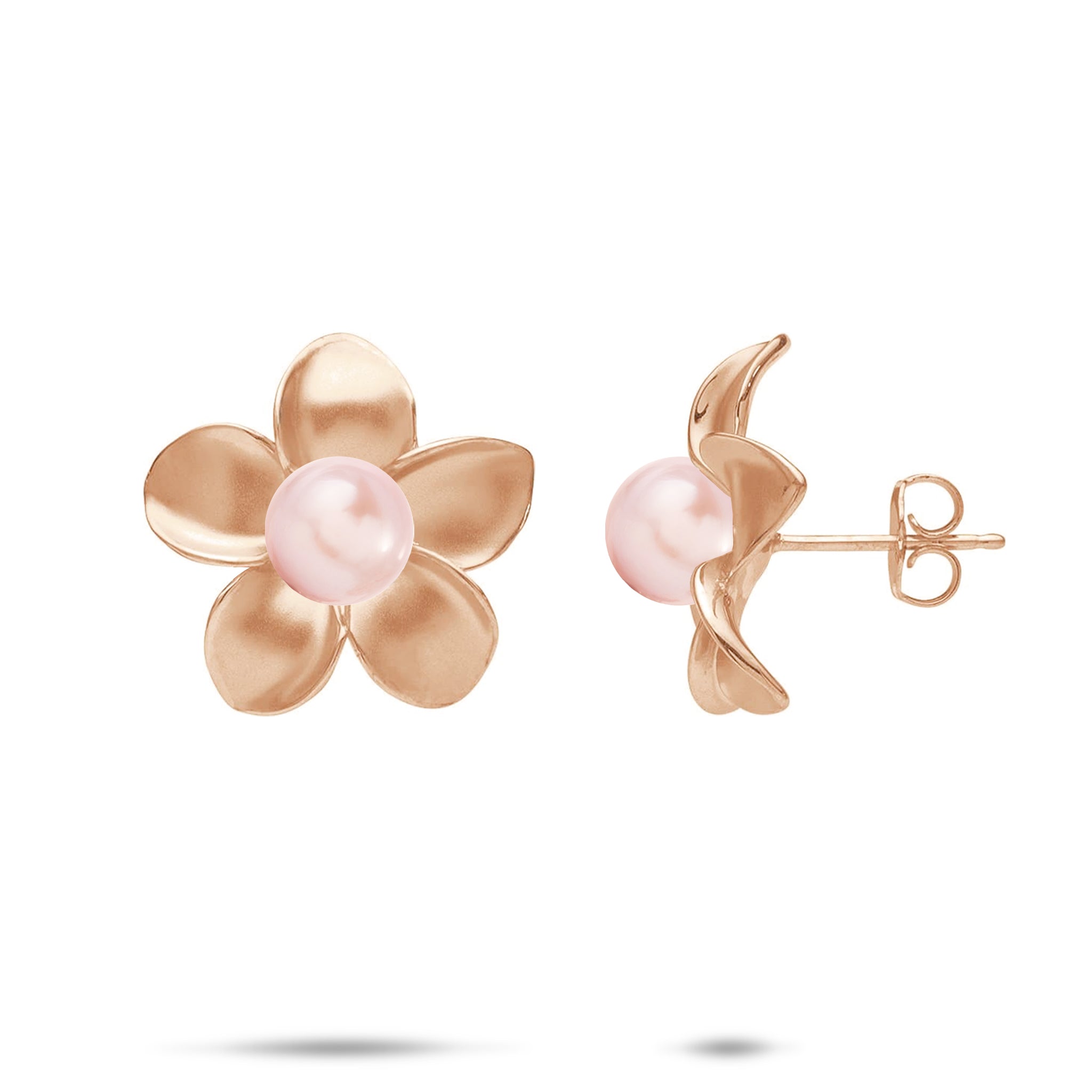 Pick A Pearl Plumeria Earrings in Rose Gold - 18mm