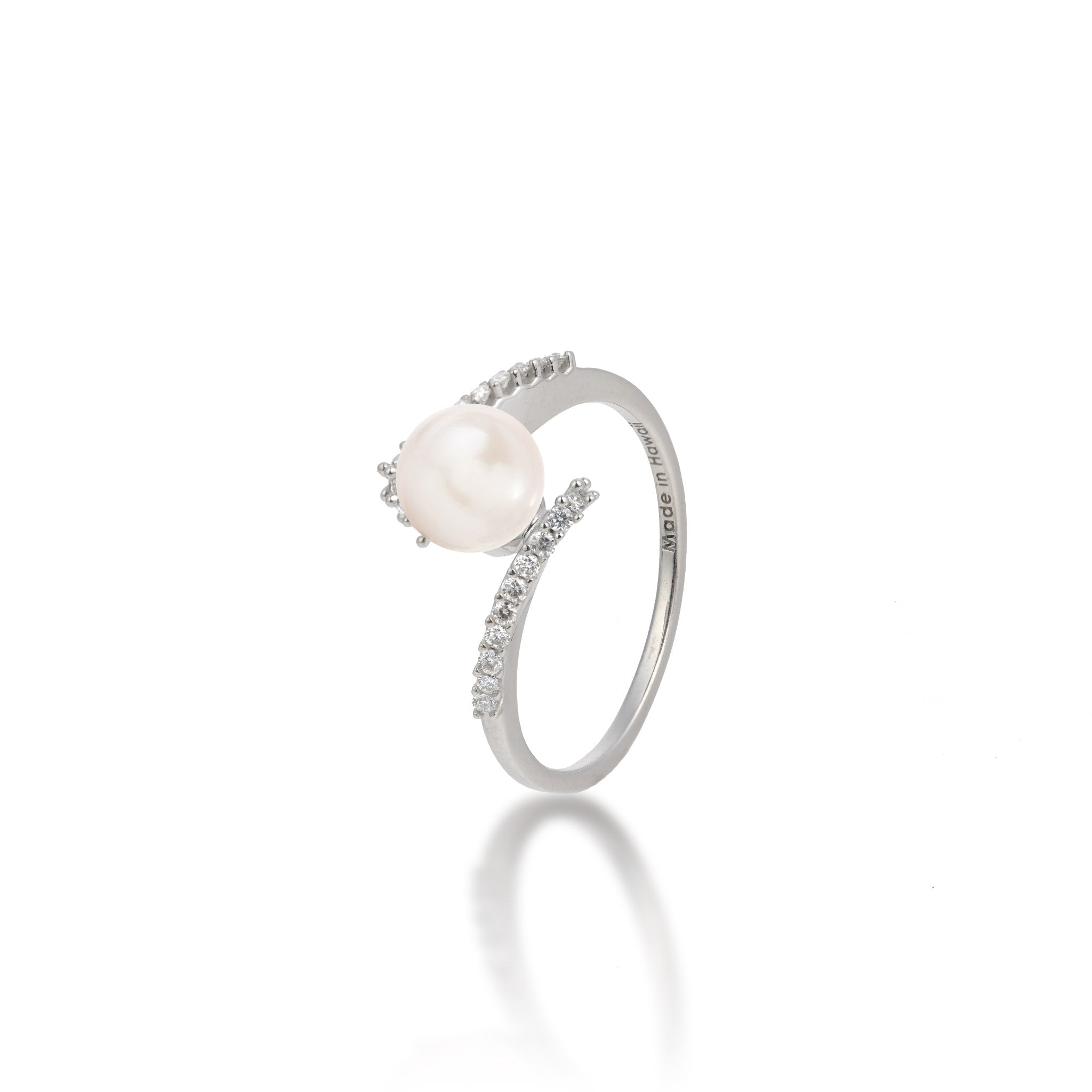 Pick A Pearl Bypass Ring in White Gold with Diamonds