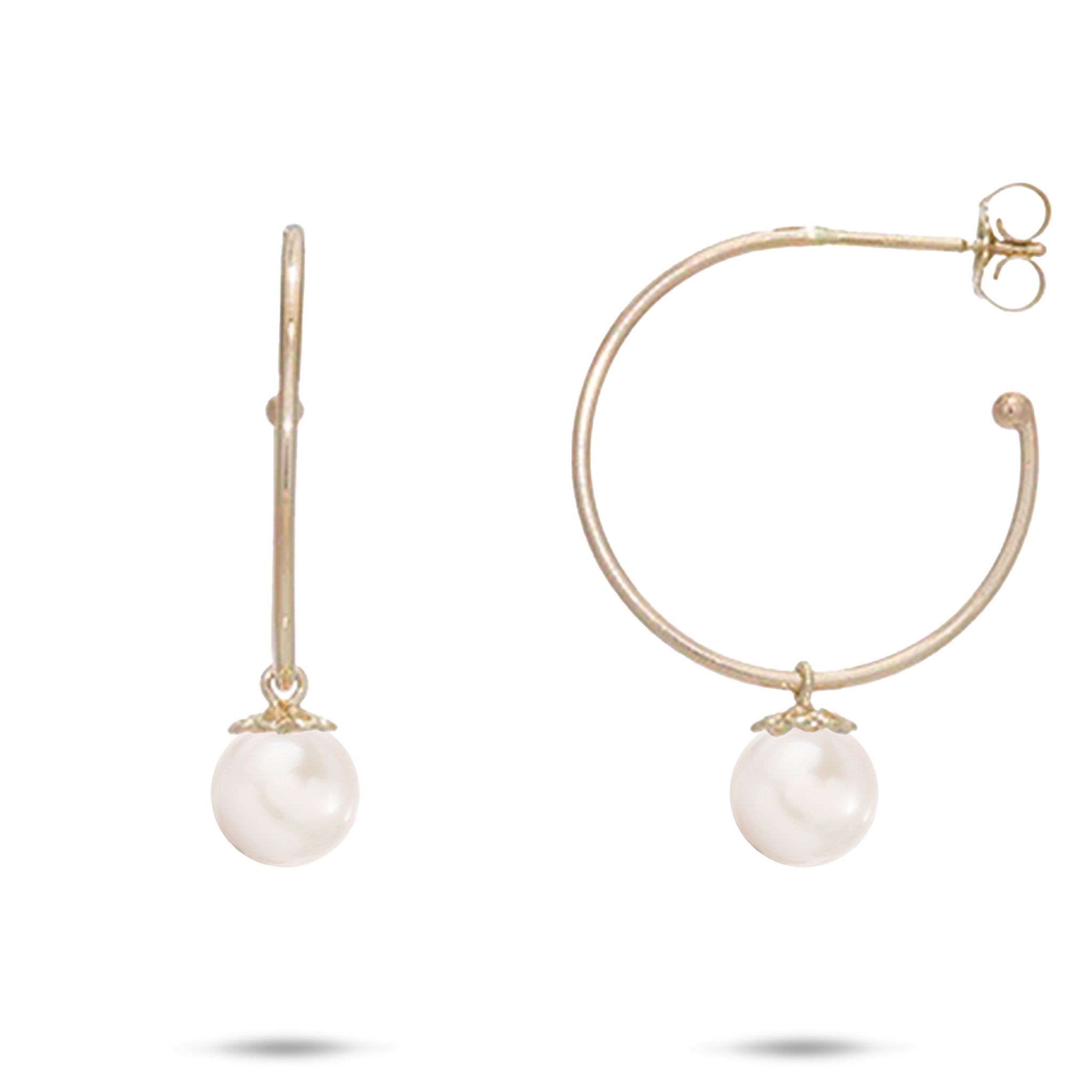 Pick A Pearl Hoop Earrings in Gold