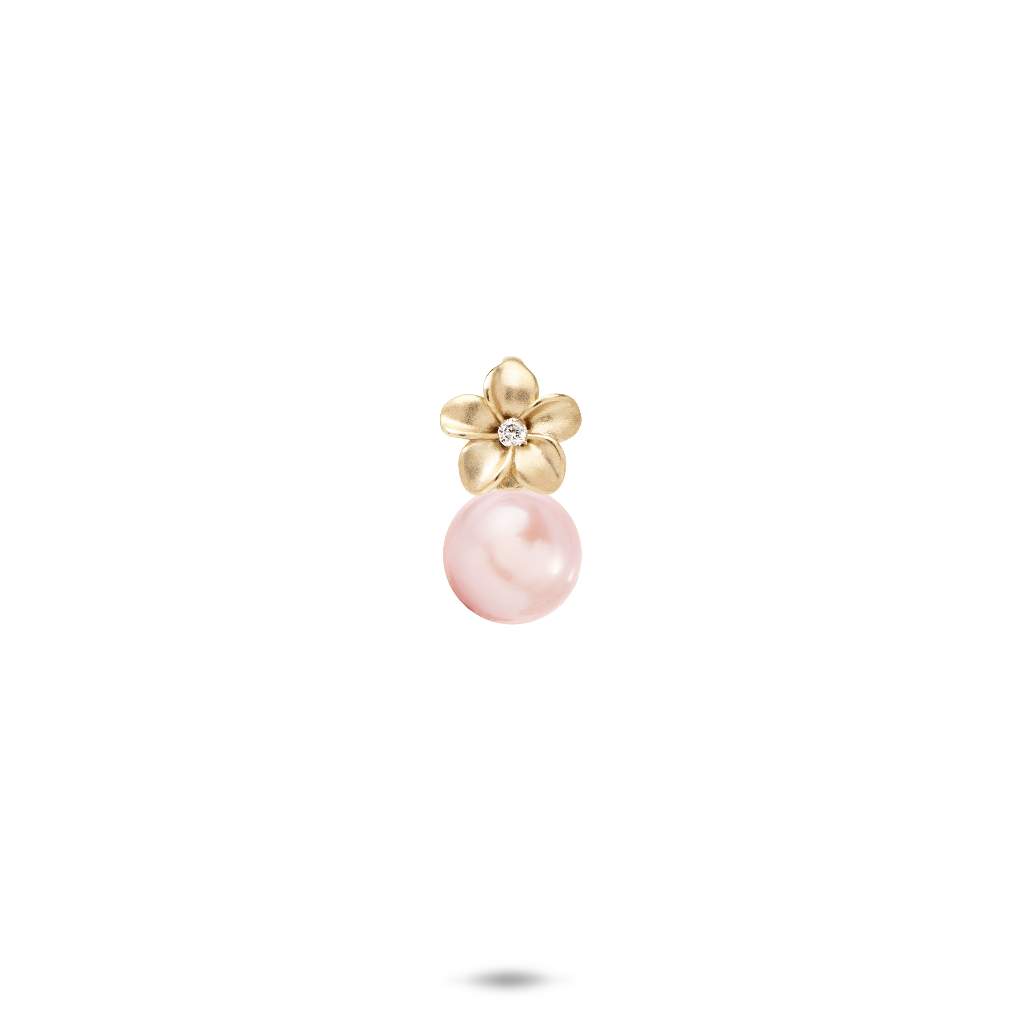 Pick A Pearl Plumeria Pendant in Gold with Diamonds - 7mm