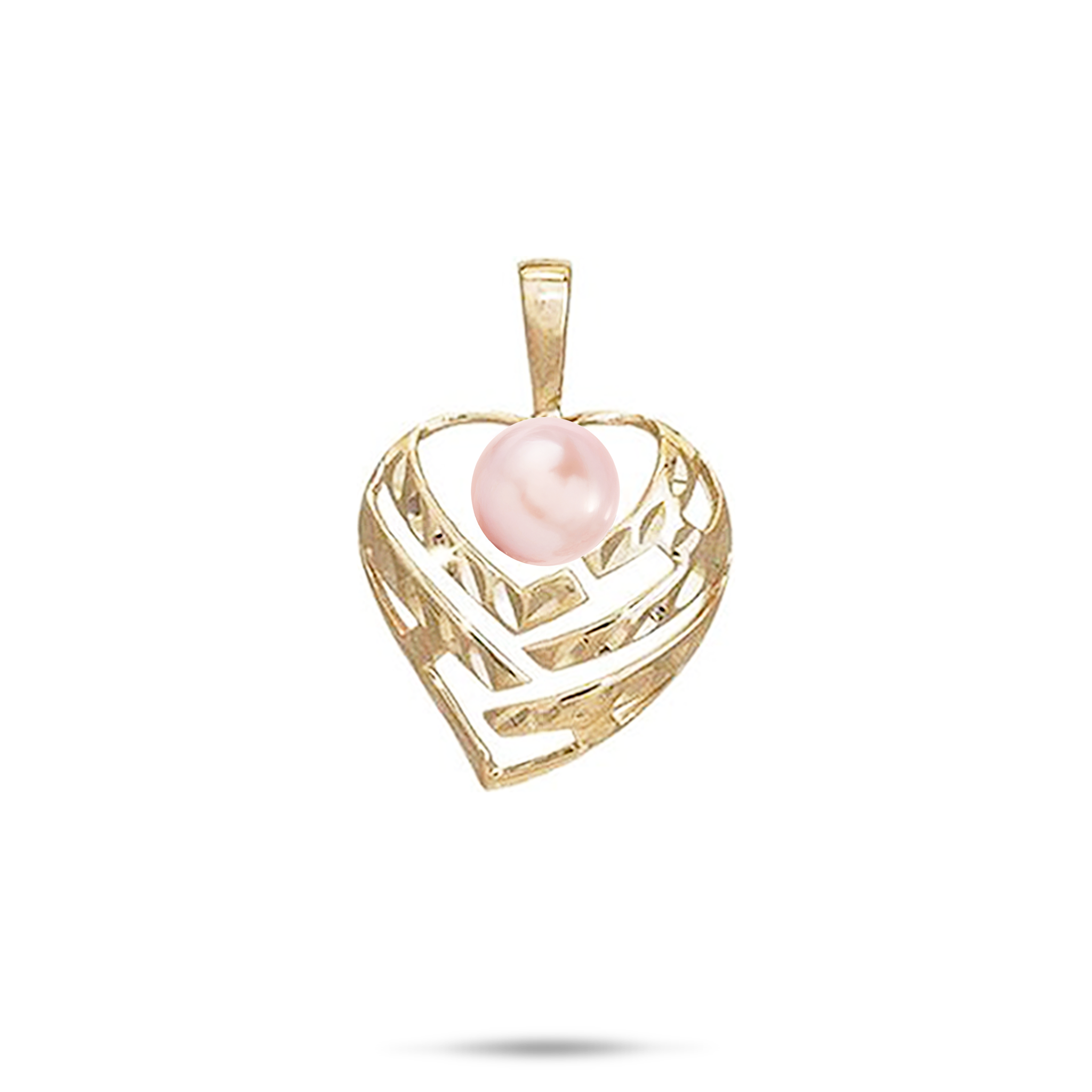Pick A Pearl Aloha Heart Pendant in Gold - 18mm