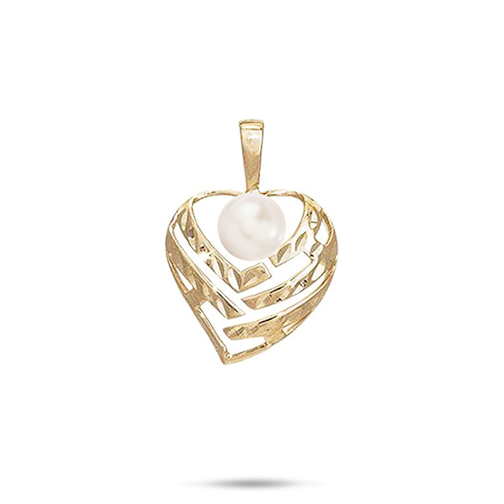 Pick A Pearl Aloha Heart Pendant in Gold - 18mm