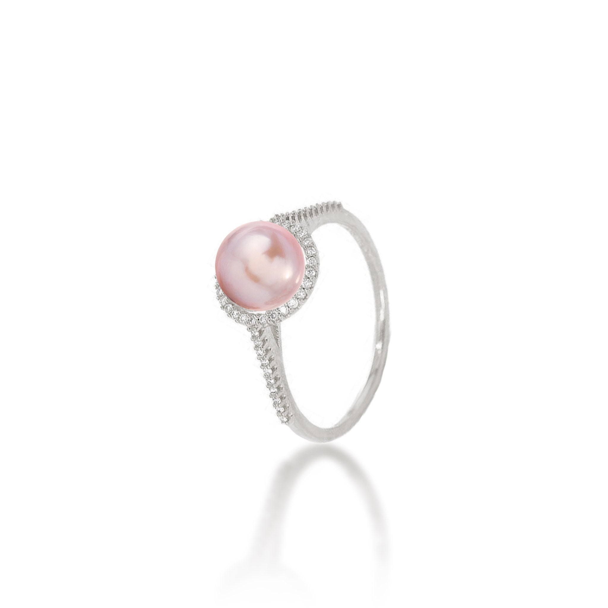 Pick A Pearl Halo Ring in White Gold with Diamonds