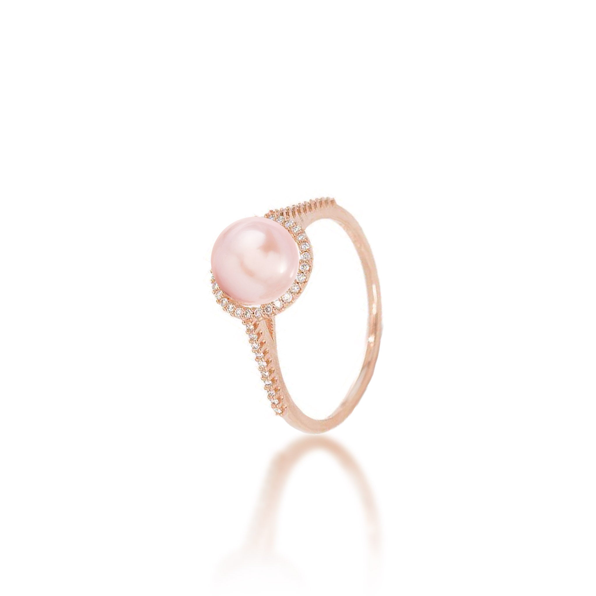 Pick A Pearl Halo Ring in Rose Gold with Diamonds