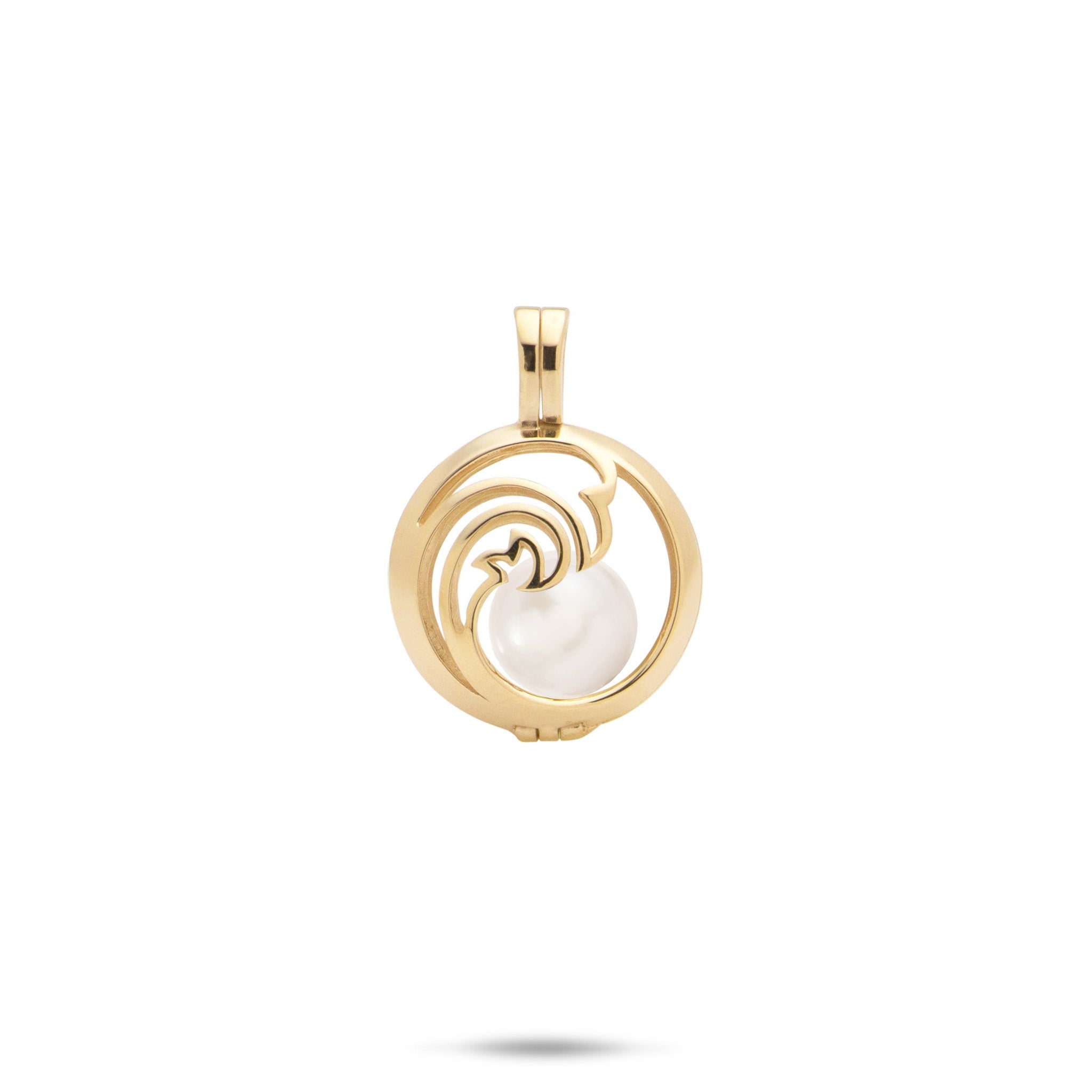 Pick A Pearl Nalu Cage Pendant in Gold with a White Freshwater Pearl