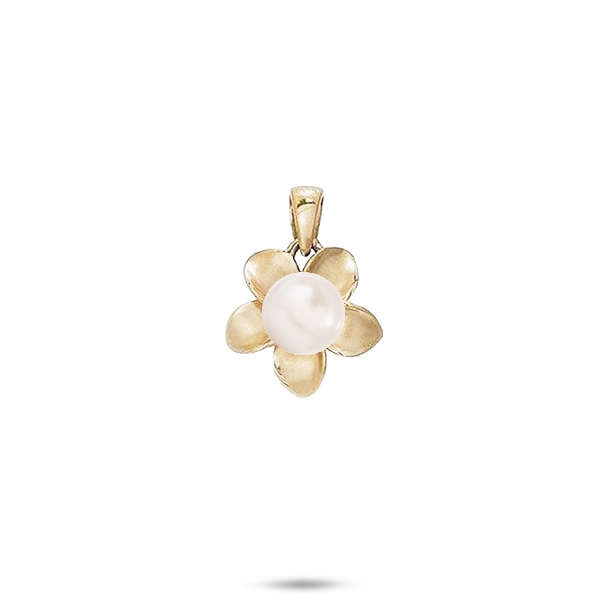 Pick A Pearl Plumeria Pendant in Gold - 13mm