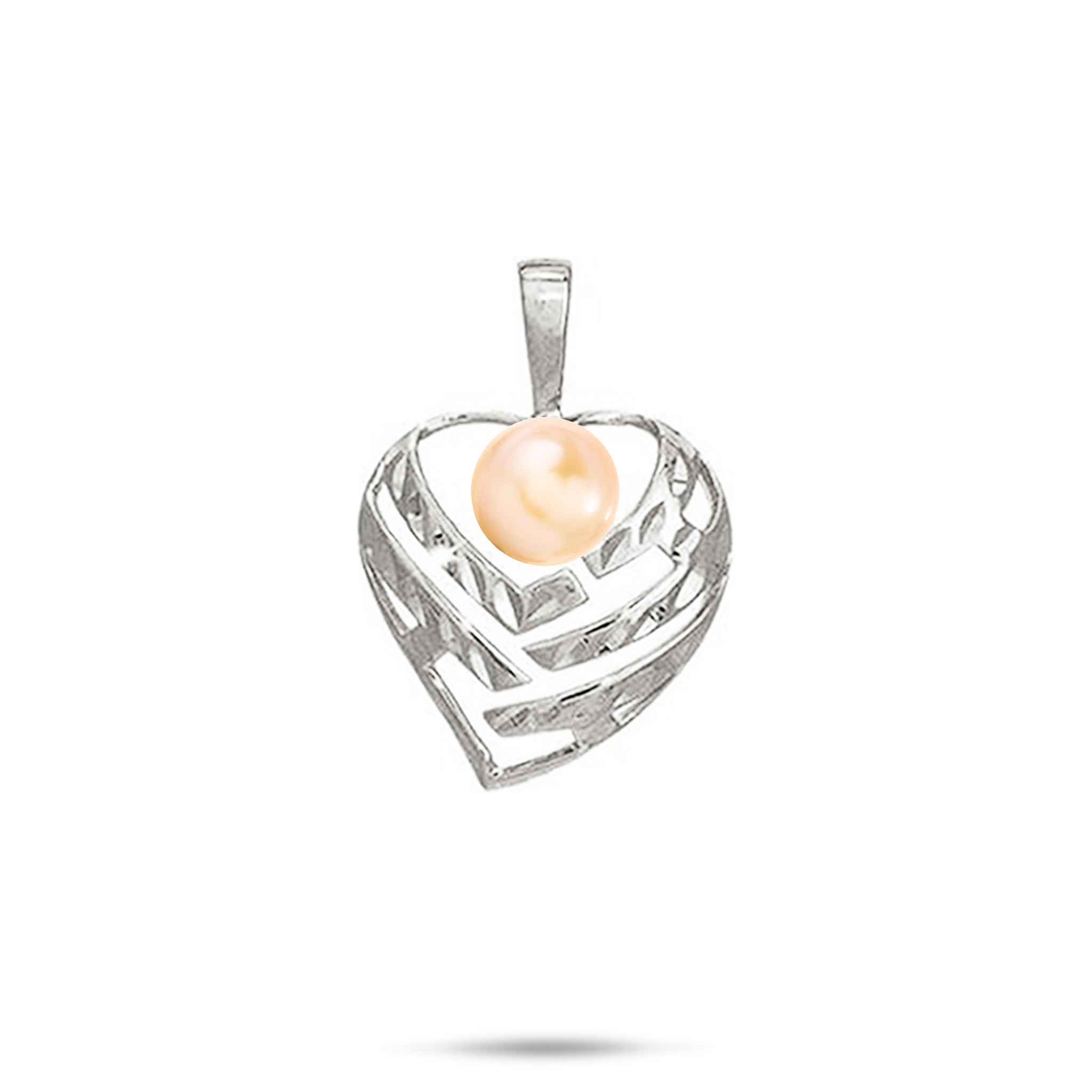 Pick A Pearl Aloha Heart Pendant in White Gold - 18mm