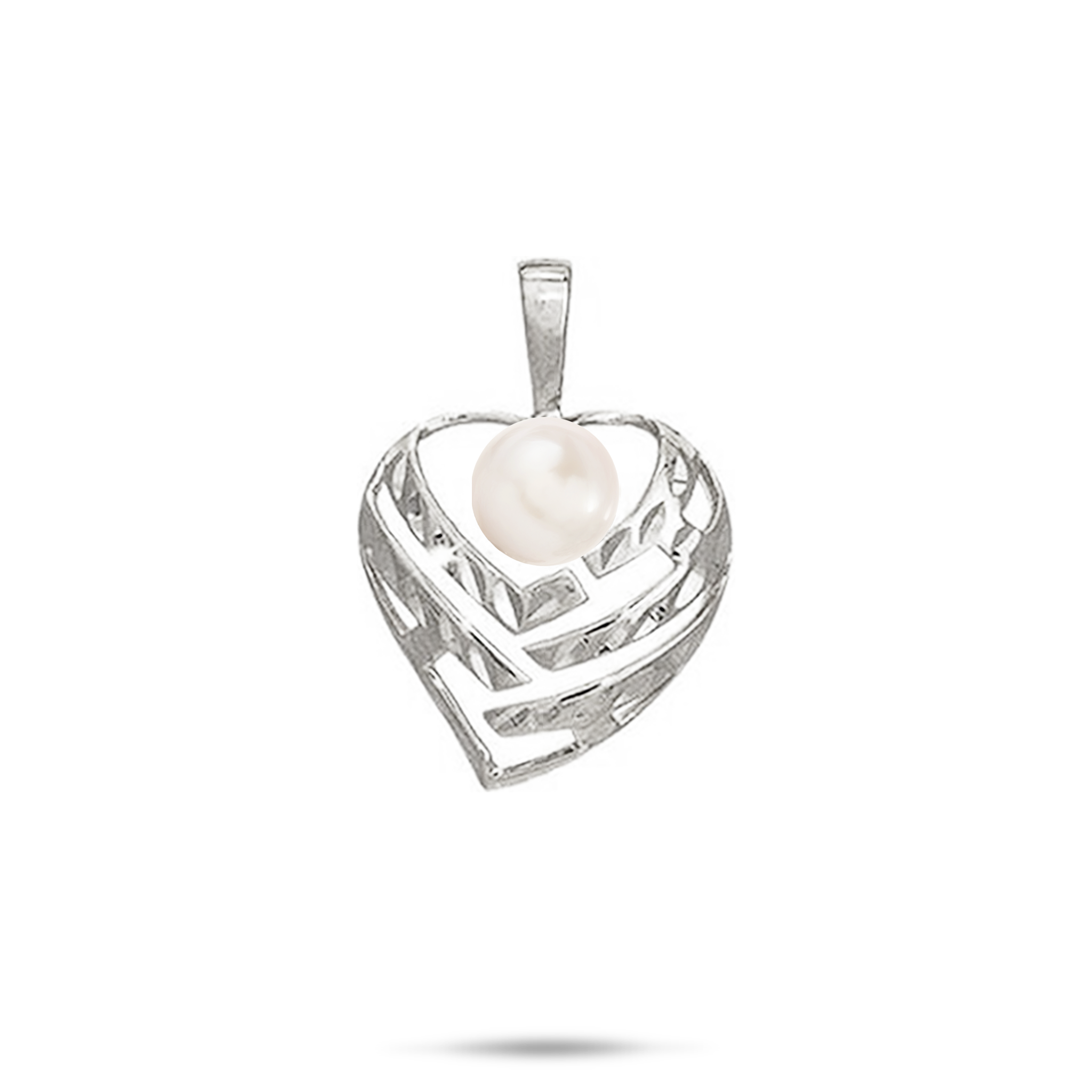 Pick A Pearl Aloha Heart Pendant in White Gold - 18mm