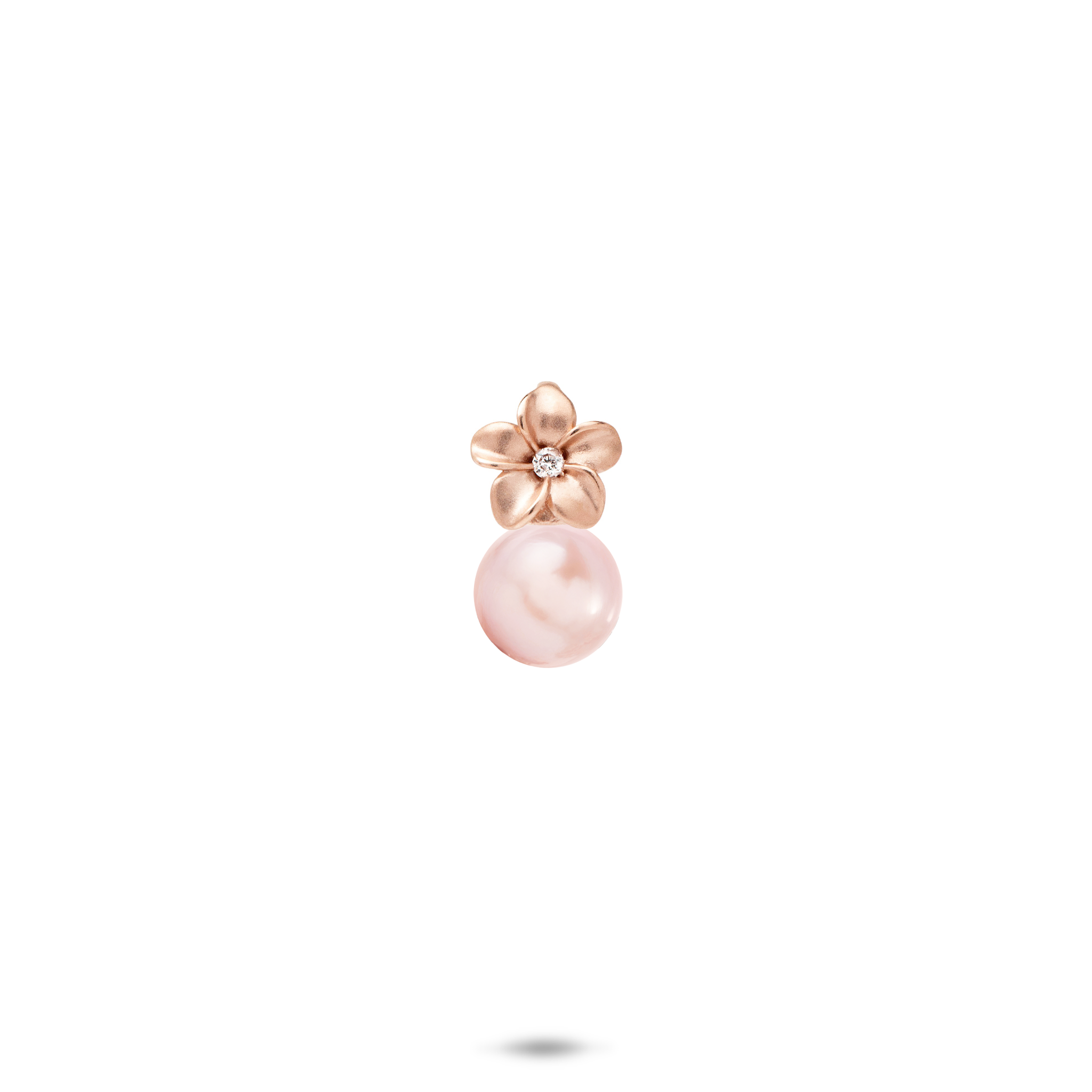 Pick A Pearl Plumeria Pendant in Rose Gold with Diamond - 7mm