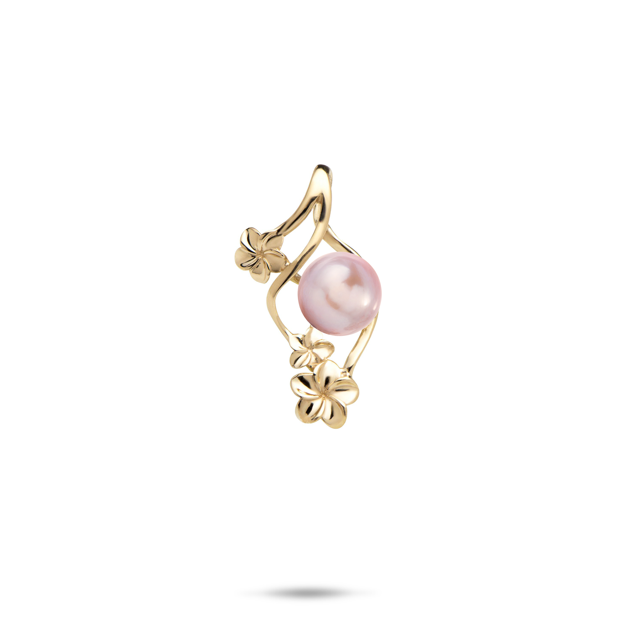 Pick A Pearl Plumeria Pendant in Gold - 22mm