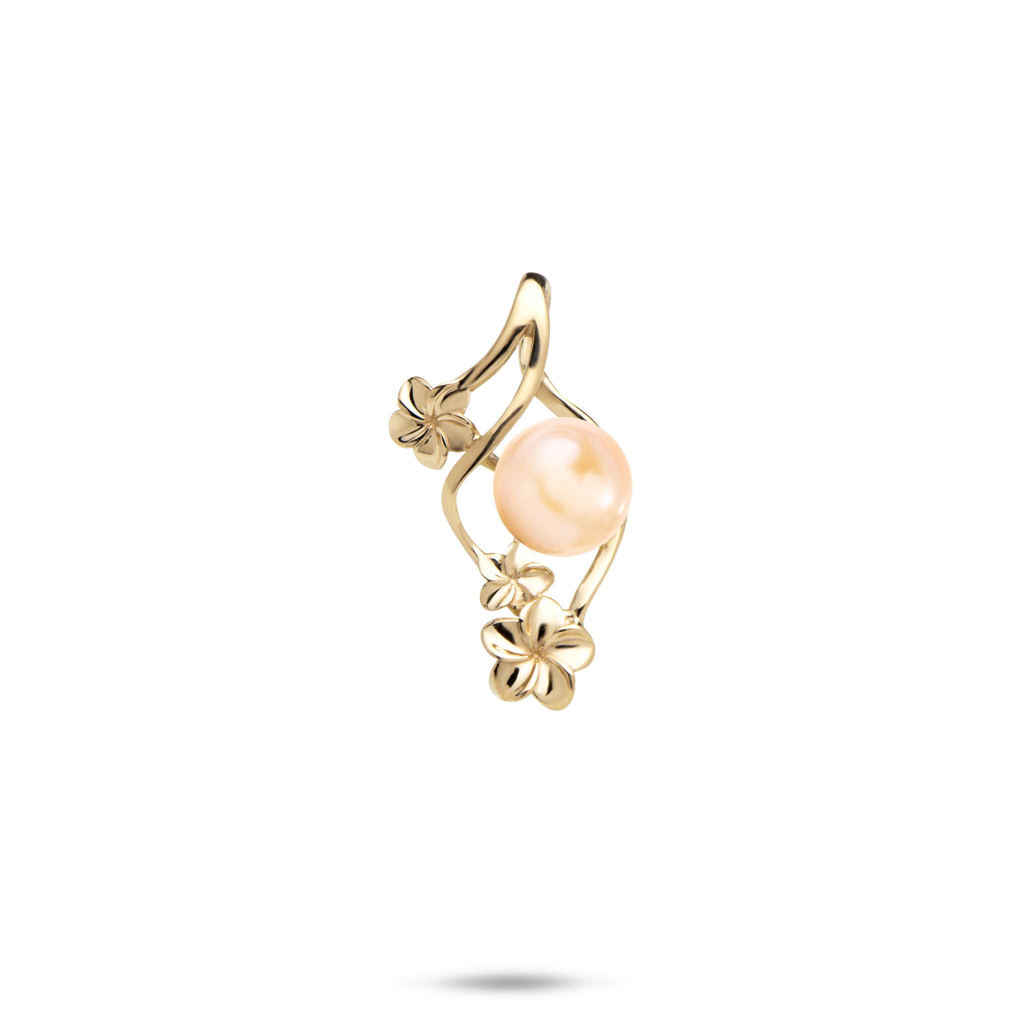 Pick A Pearl Plumeria Pendant in Gold - 22mm