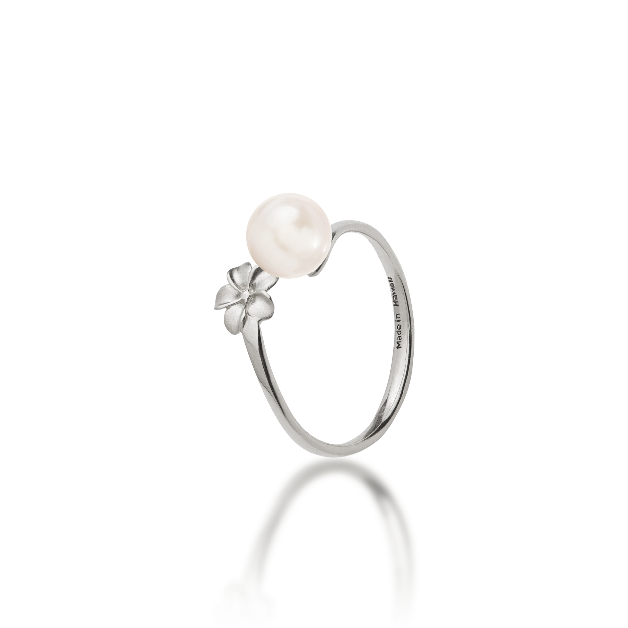 Pick A Pearl Plumeria Ring in White Gold