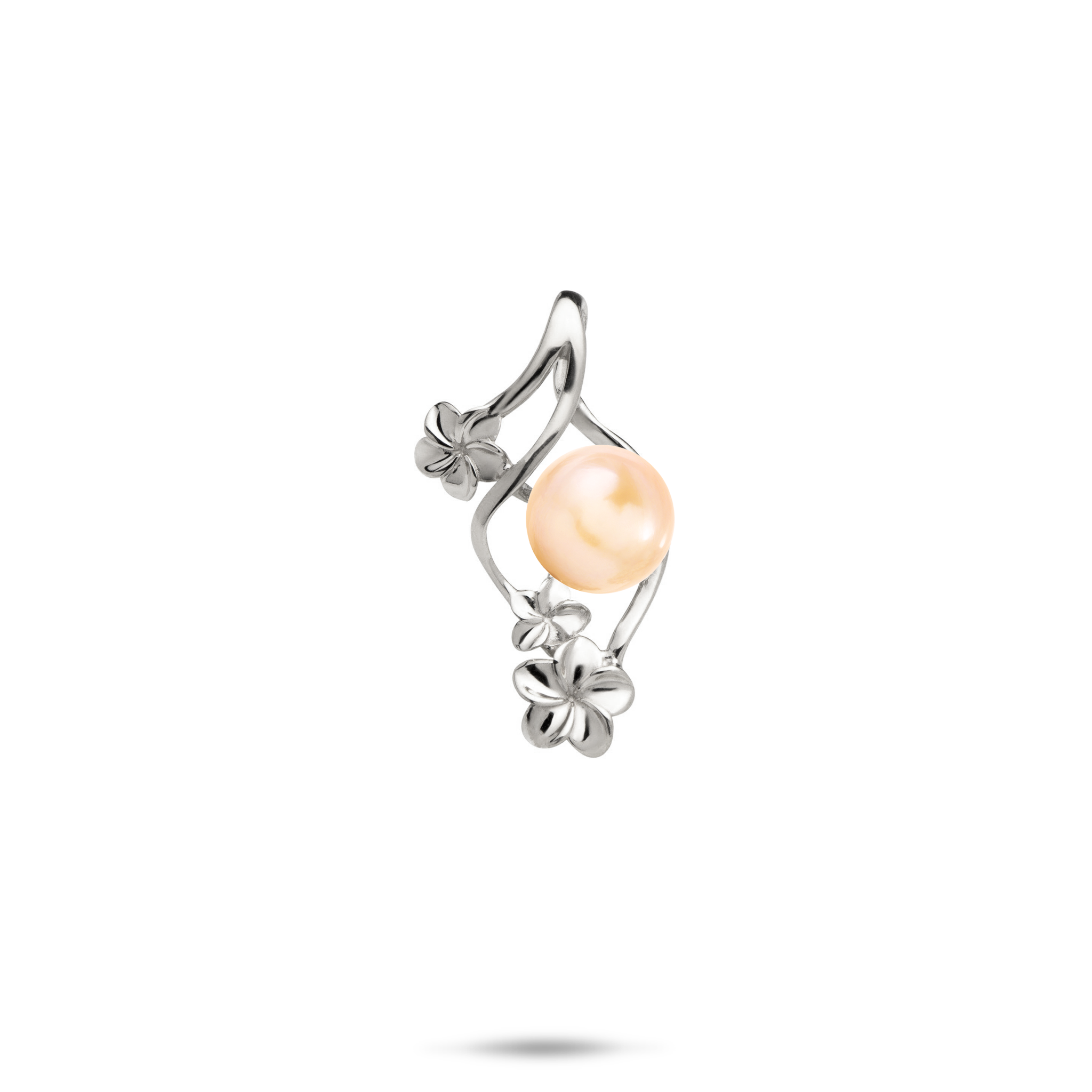 Pick A Pearl Plumeria Pendant in White Gold - 22mm