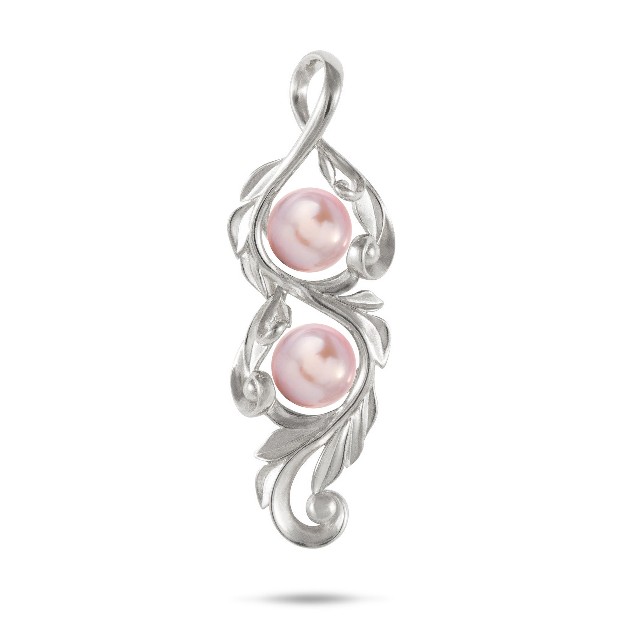 Pick A Pearl Maile Scroll Pendant Mounting in White Gold - 41mm