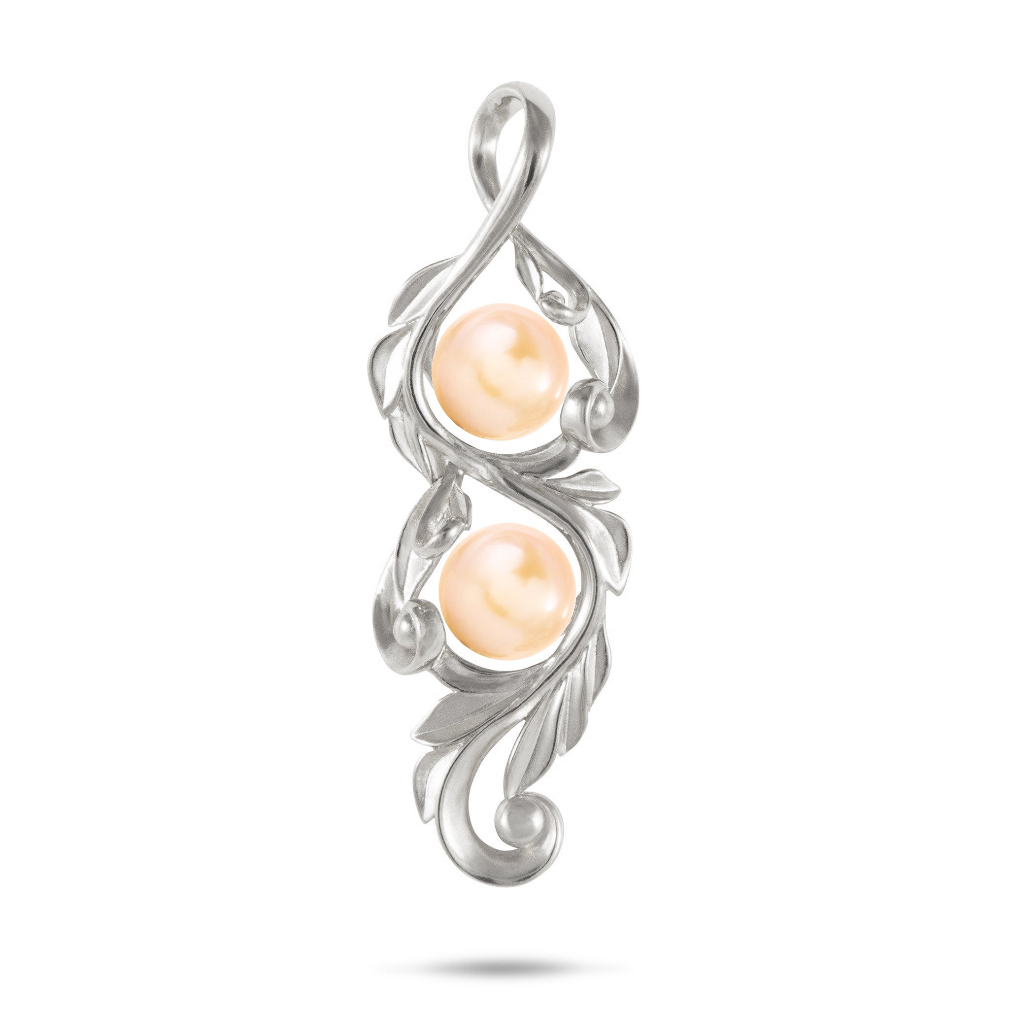 Pick A Pearl Maile Scroll Pendant Mounting in White Gold - 41mm