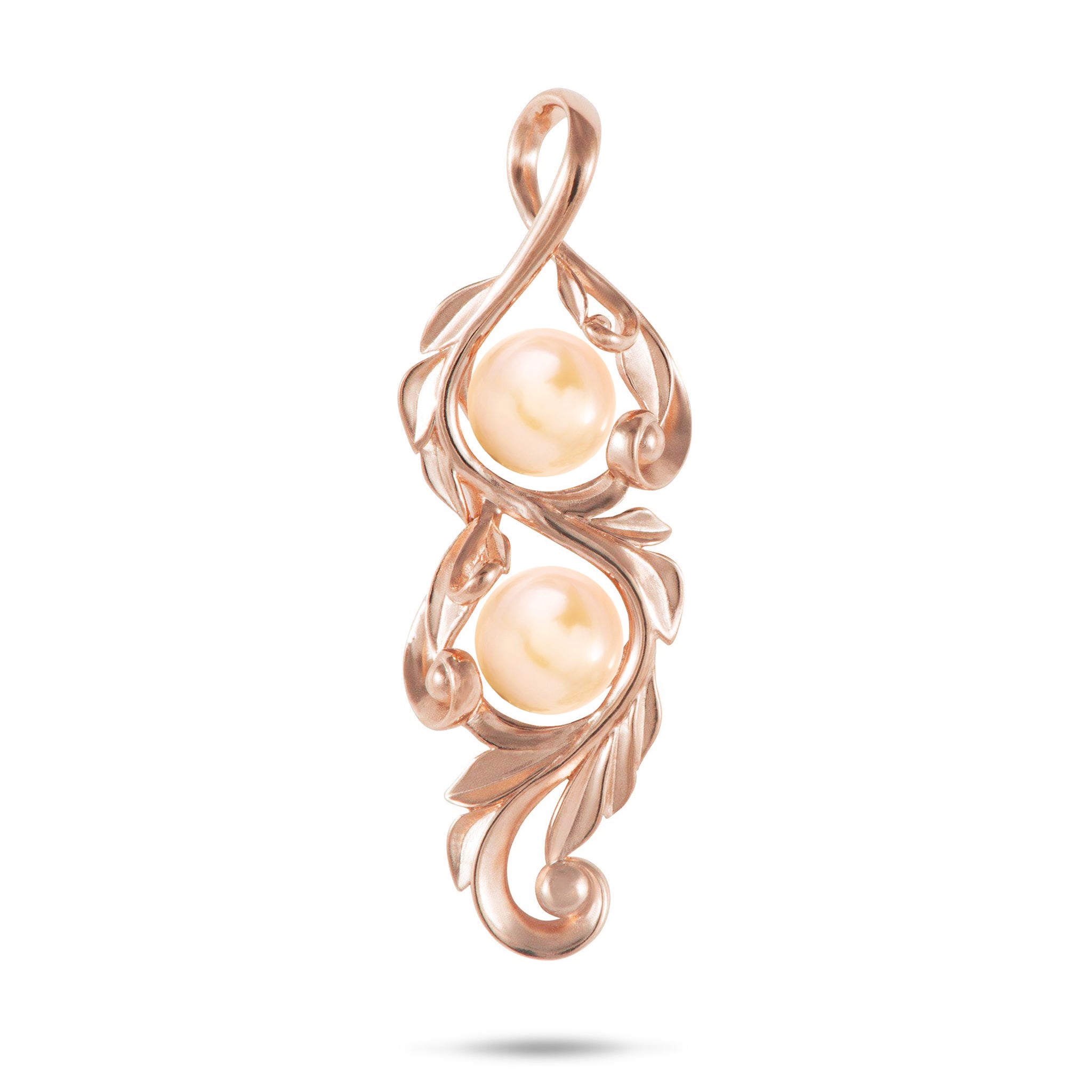 Pick A Pearl Maile Scroll Pendant in Rose Gold - 41mm