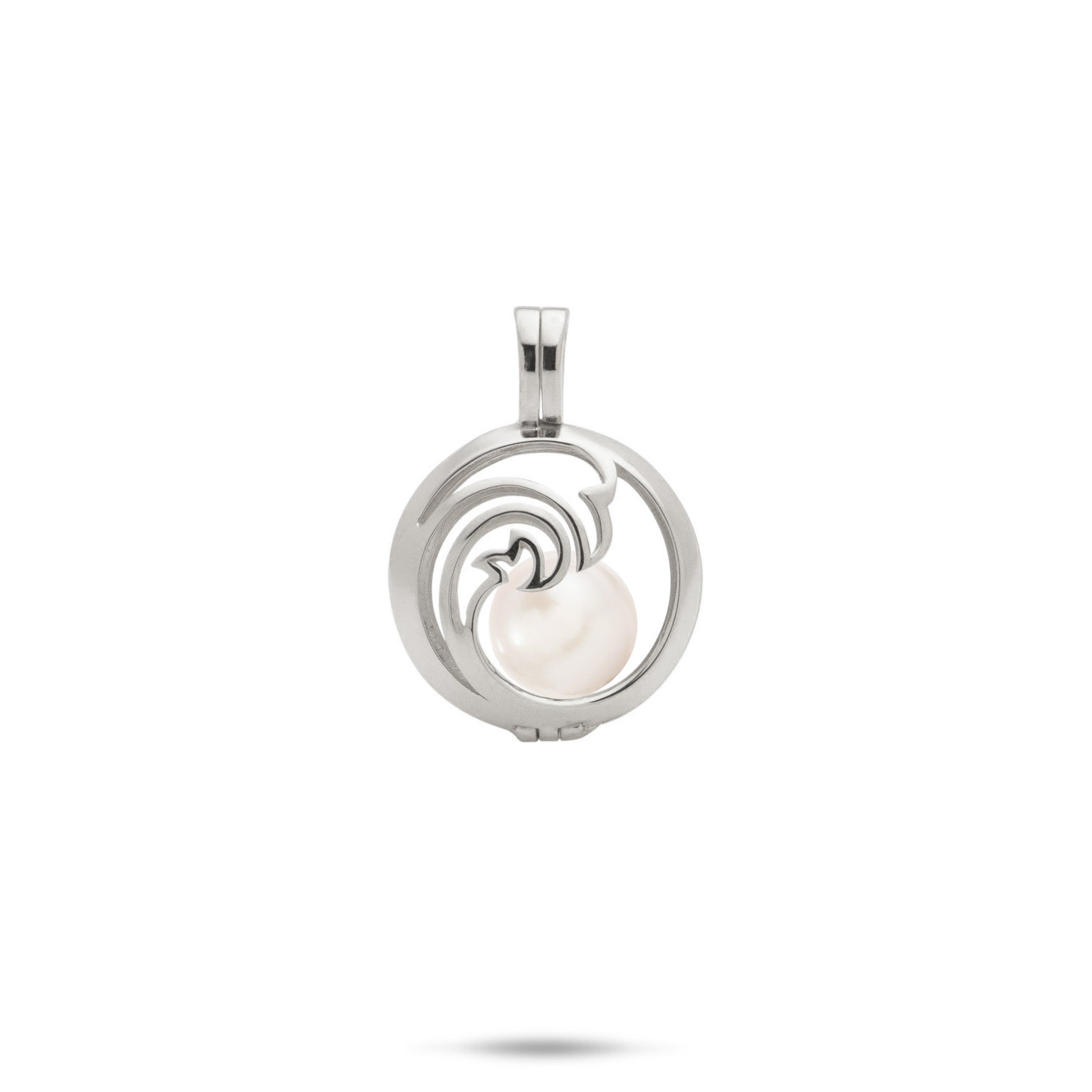Pick A Pearl Nalu Cage Pendant in White Gold with a White Freshwater Pearl