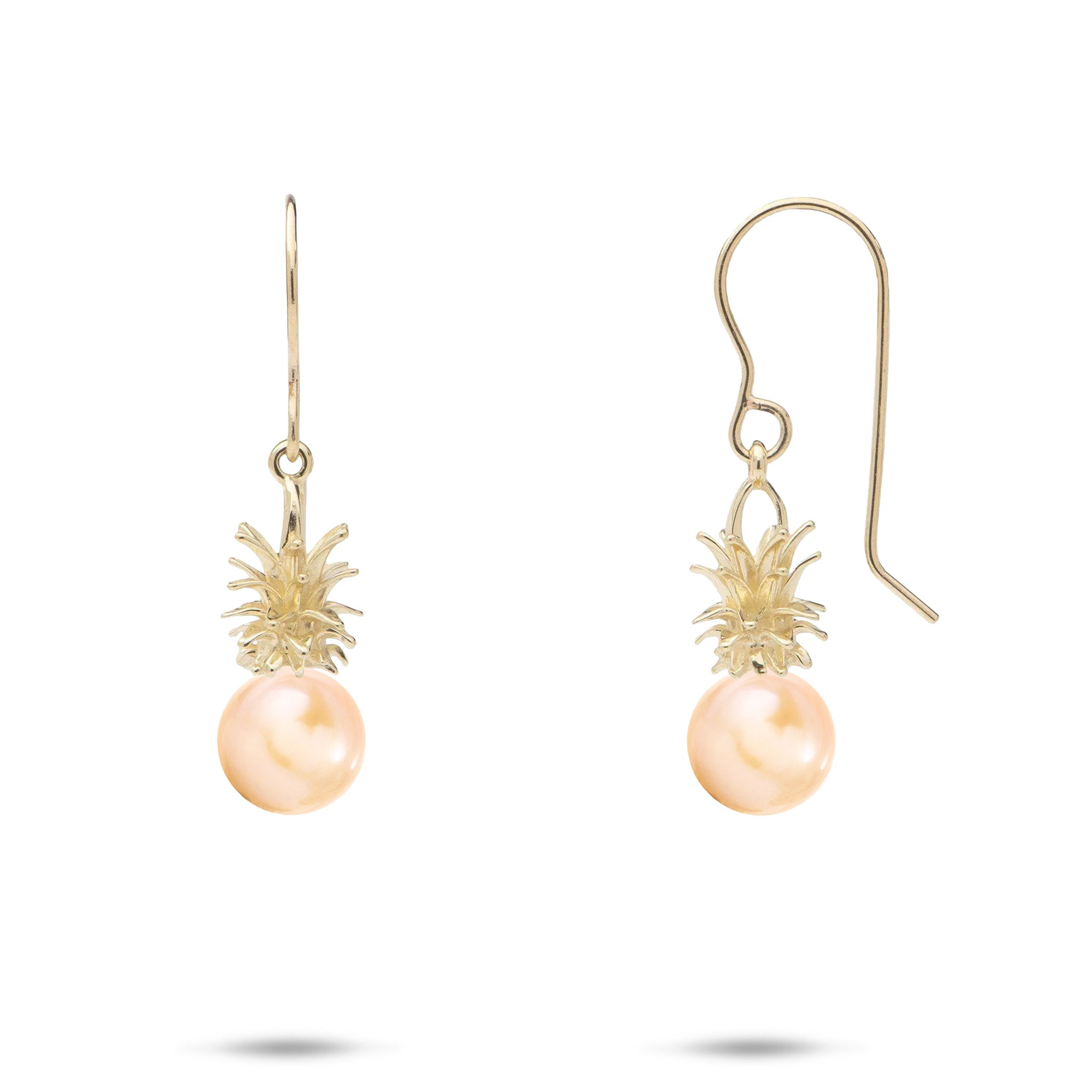 Pick A Pearl Pineapple Shepherd's Hook Earrings in Gold