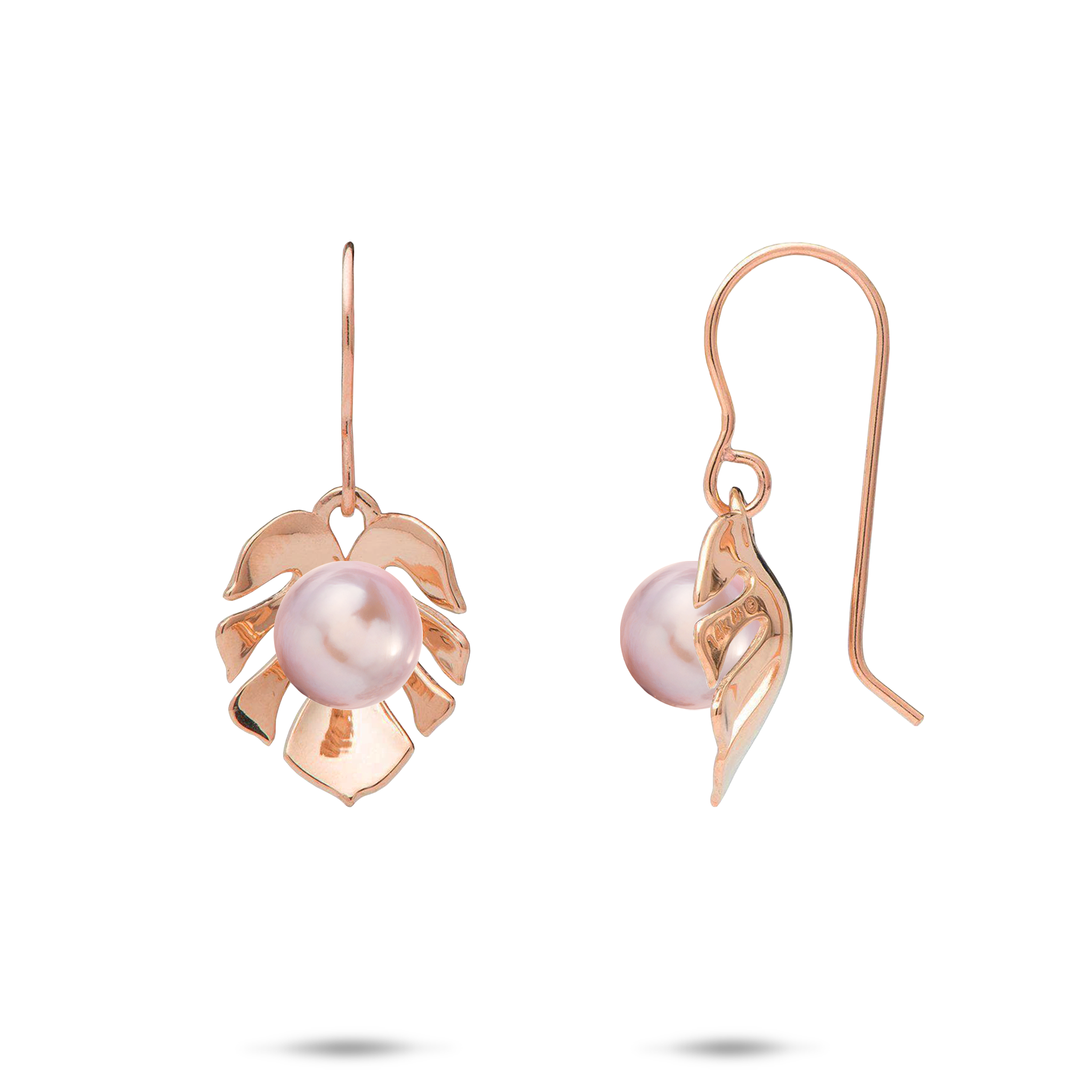Pick A Pearl Monstera Earrings in Rose Gold - 15mm