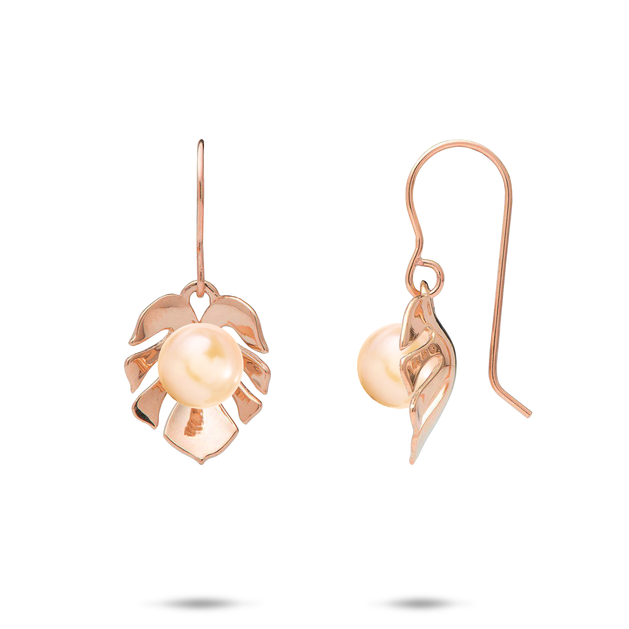 Pick A Pearl Monstera Earrings in Rose Gold - 15mm