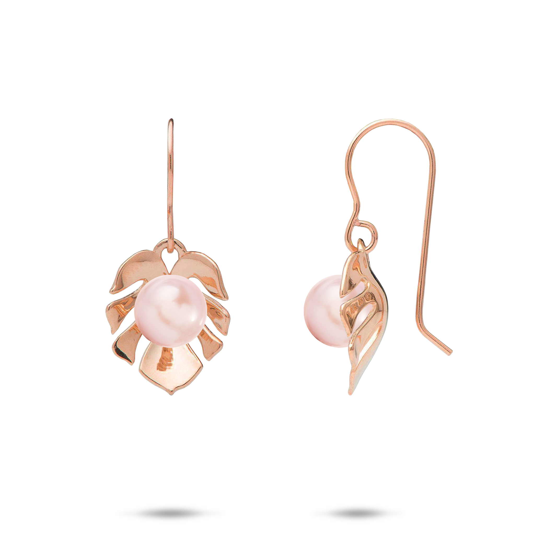 Pick A Pearl Monstera Earrings in Rose Gold - 15mm