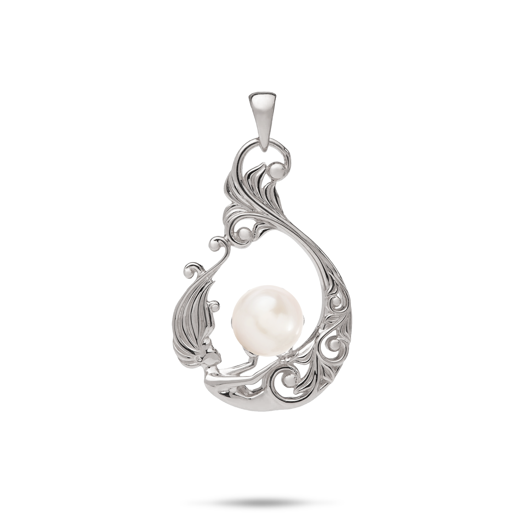 Pick A Pearl Living Heirloom Mermaid Pendant in White Gold - 27mm