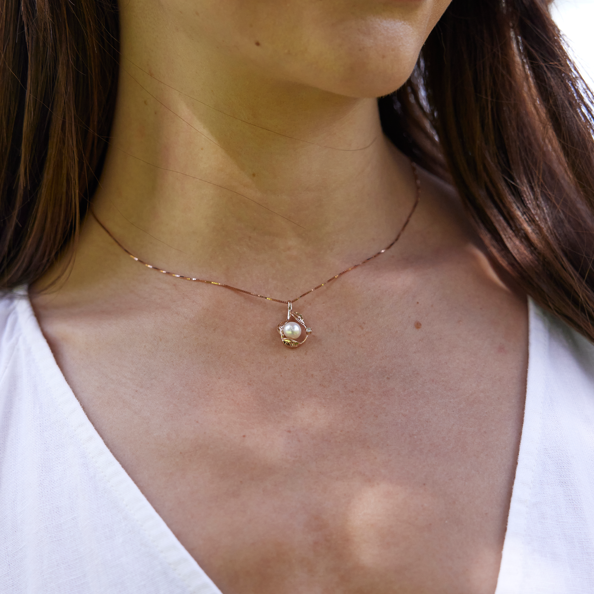 Pick A Pearl Maile Pendant in Rose Gold with Diamonds