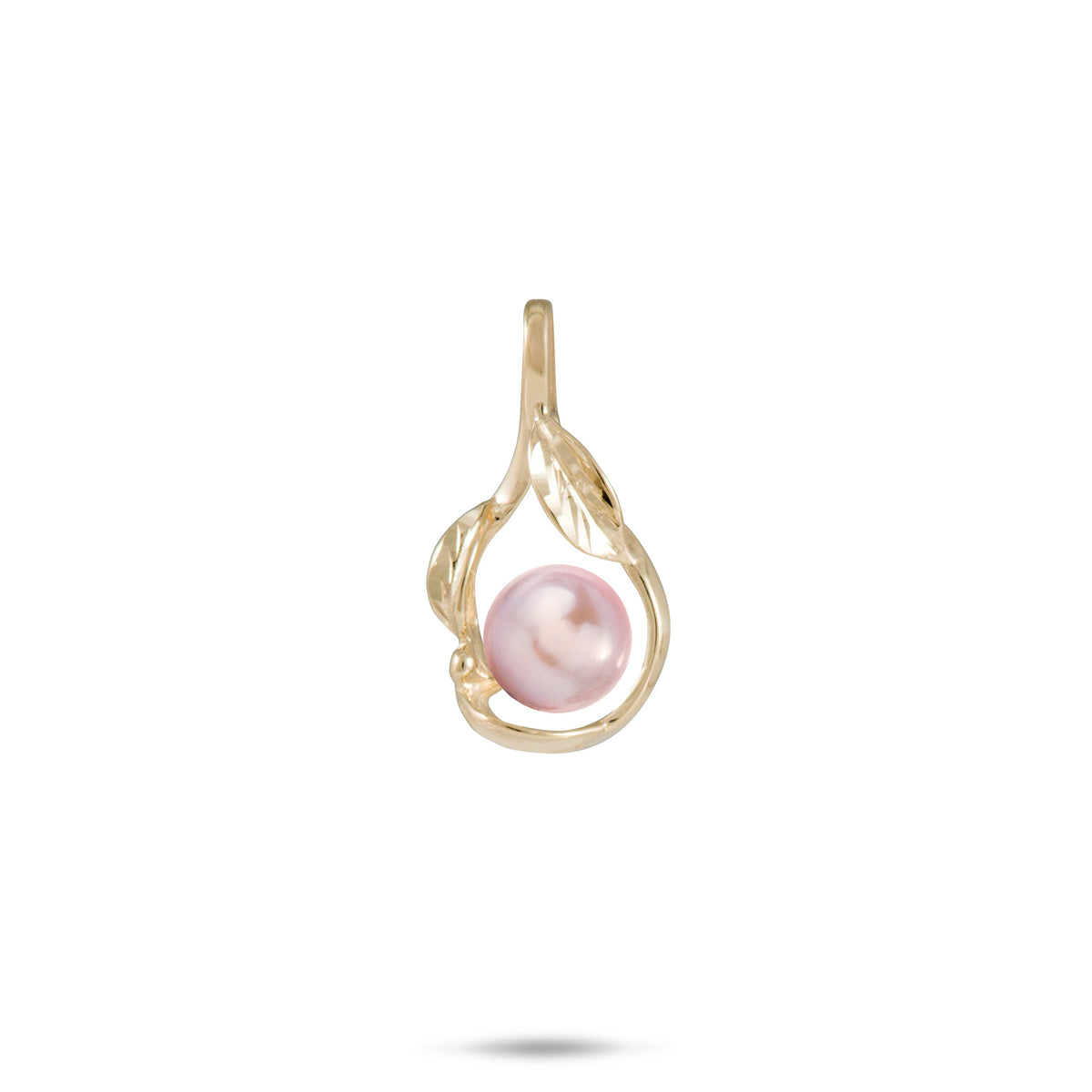21mm Pick A Pearl Maile Pendant in Gold with a Lavender Pearl on a white background