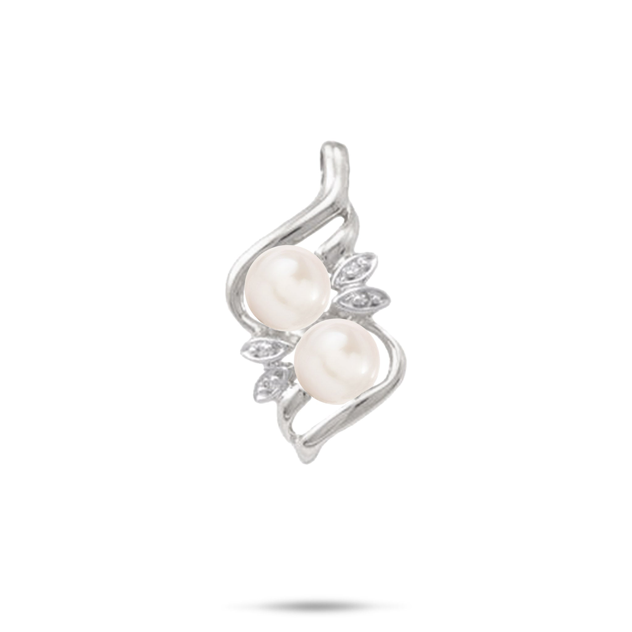 Pick A Pearl Maile Pendant in White Gold with Diamonds - 27mm