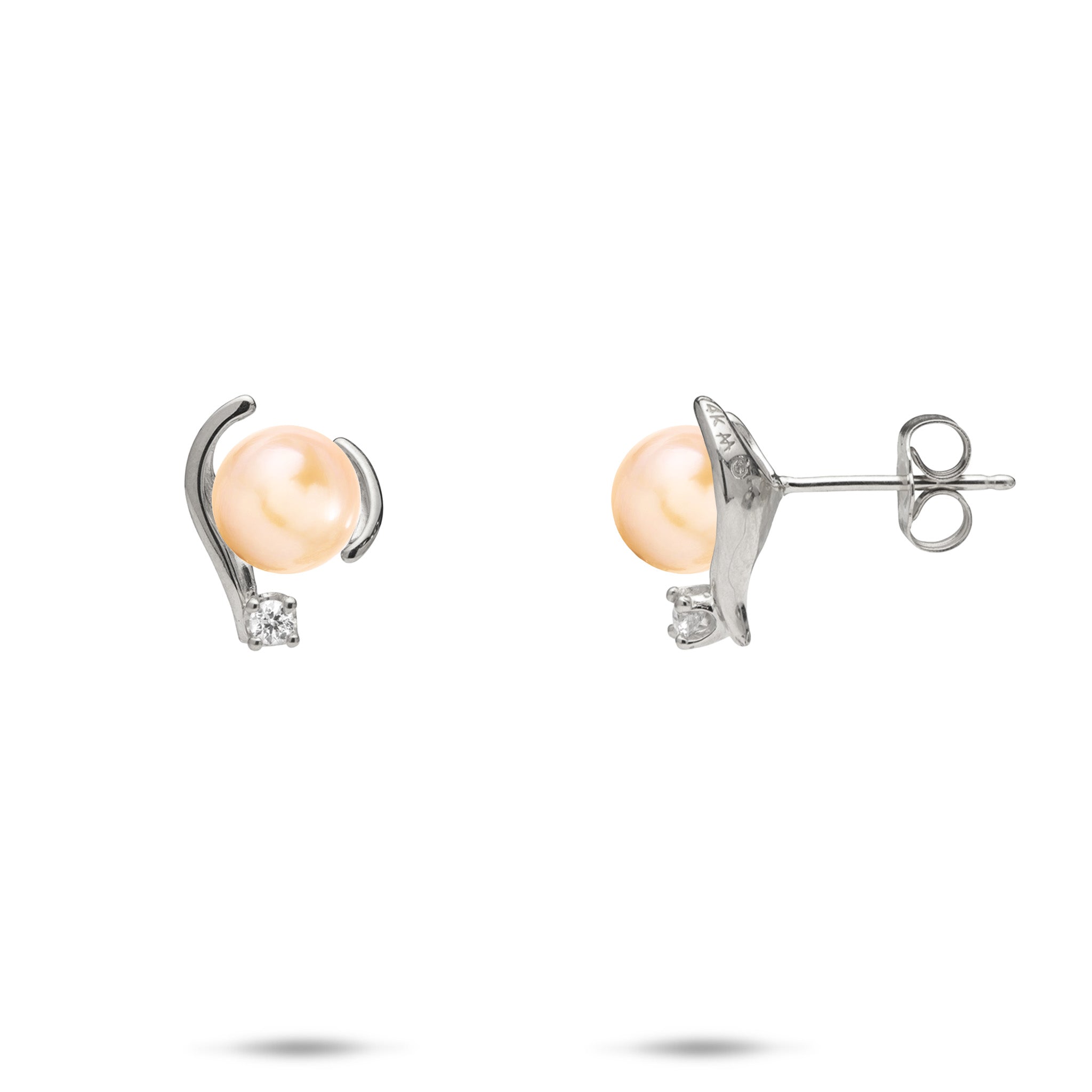 Pick A Pearl Earrings in White Gold with Diamonds - 12mm