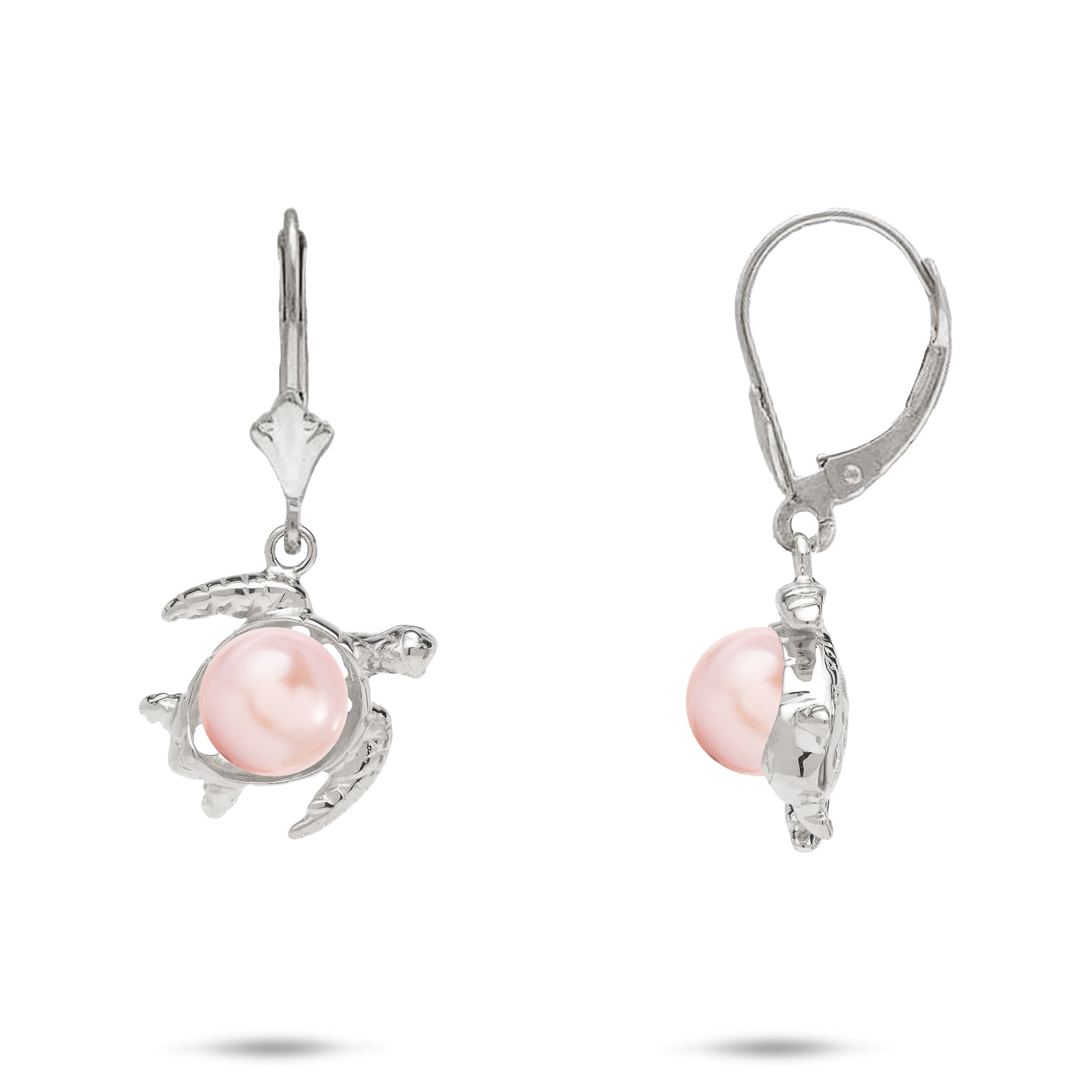 Pick A Pearl Honu Earrings in White Gold - 13mm