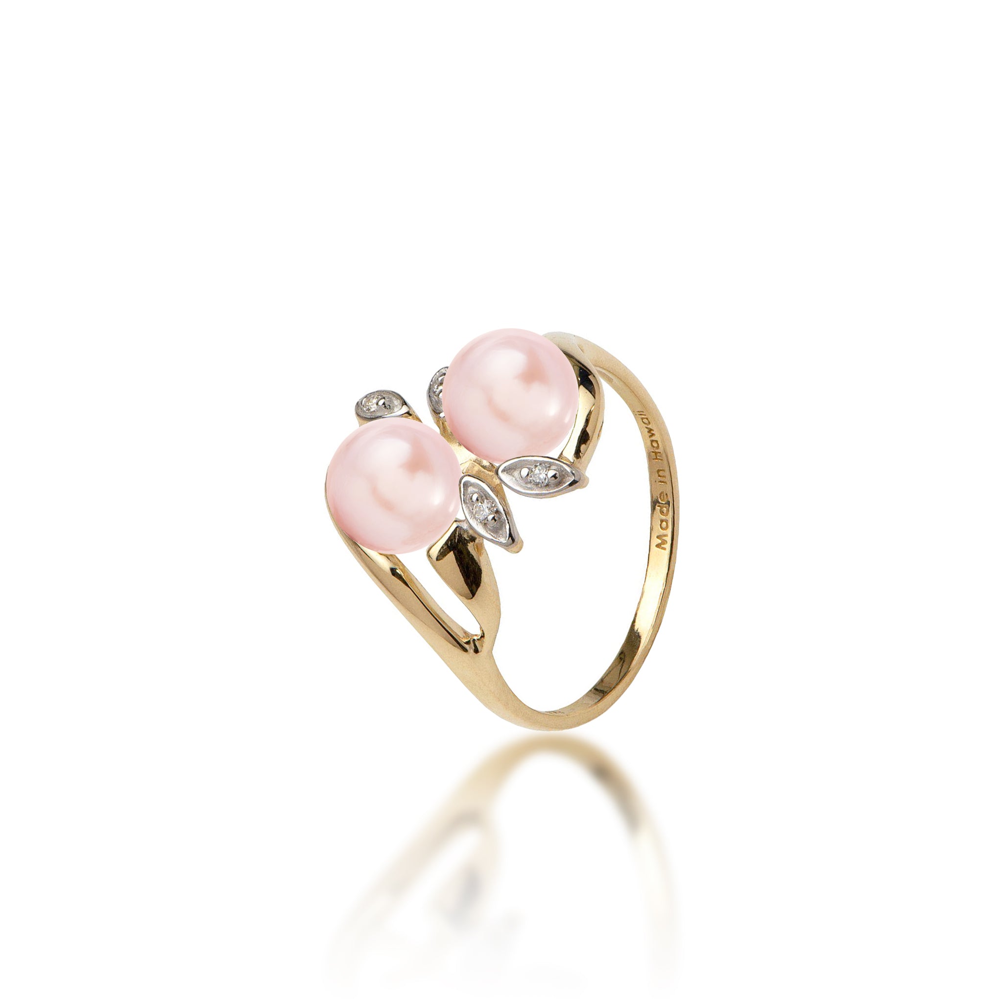 Pick A Pearl Maile Ring in Gold with Diamonds