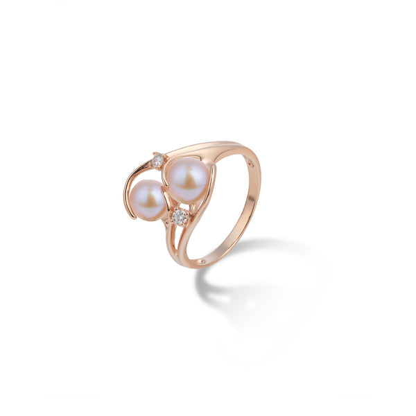 Choisissez un anneau de perle en or rose avec des diamants