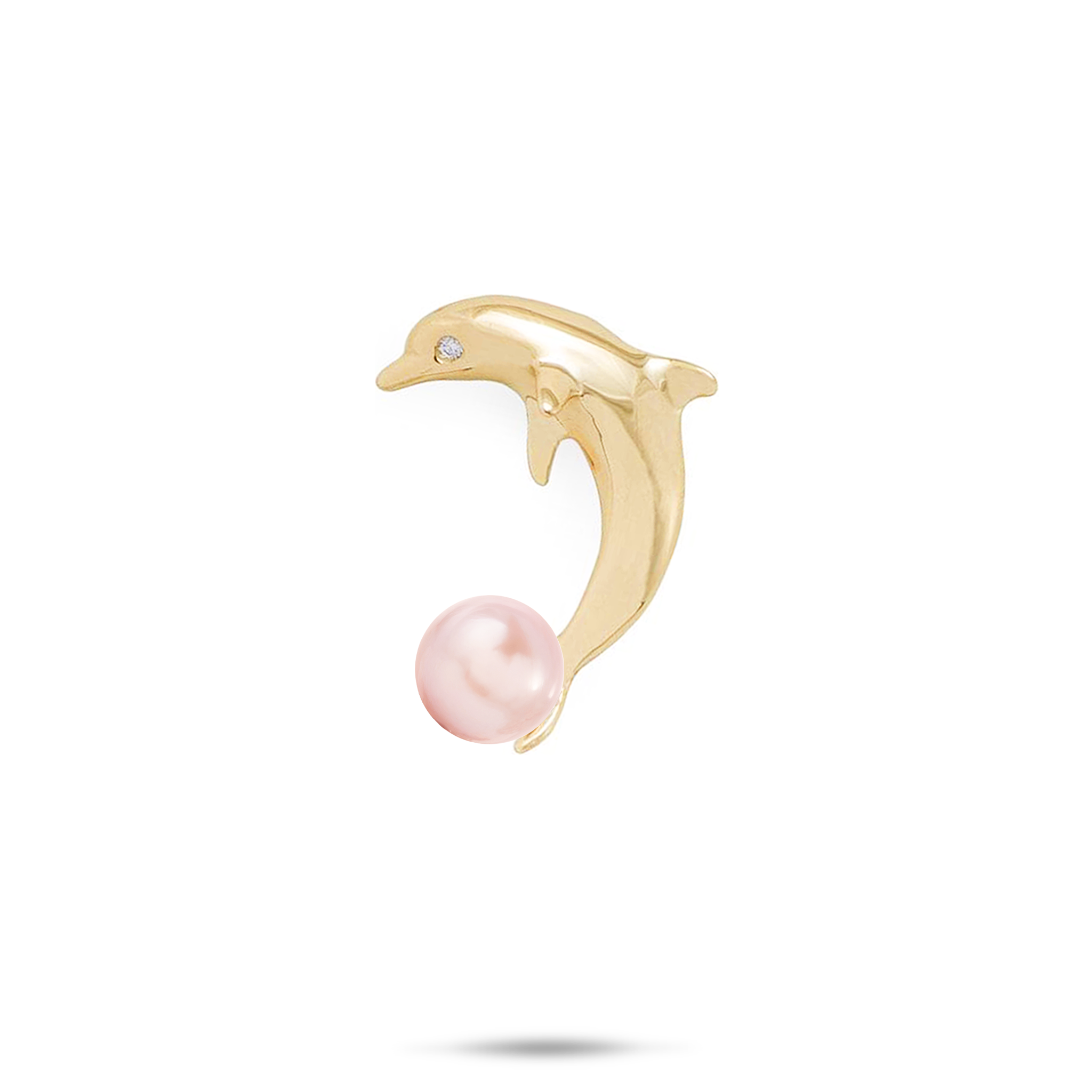 Pick A Pearl Dolphin Pendant in Gold with Diamond - 22mm