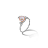 Maui Divers Jewelry Pick A Pearl Ring in White Gold with Diamond with Pink Pearl on White Background