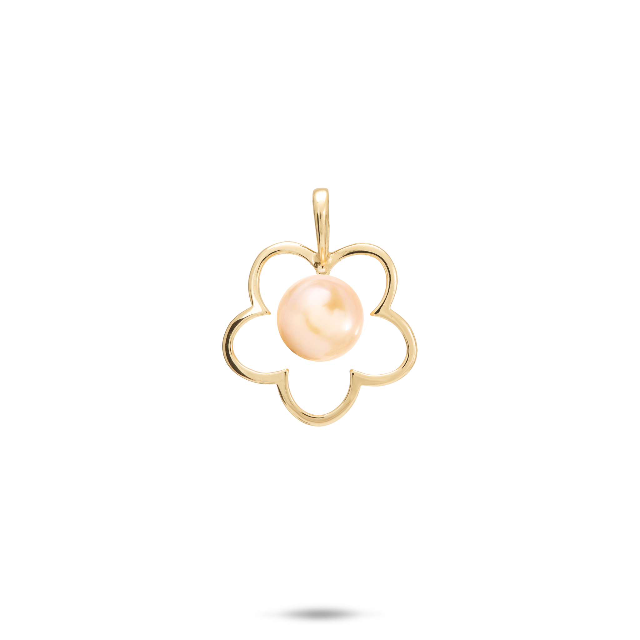 Pick A Pearl Plumeria Pendant in Gold - 15mm