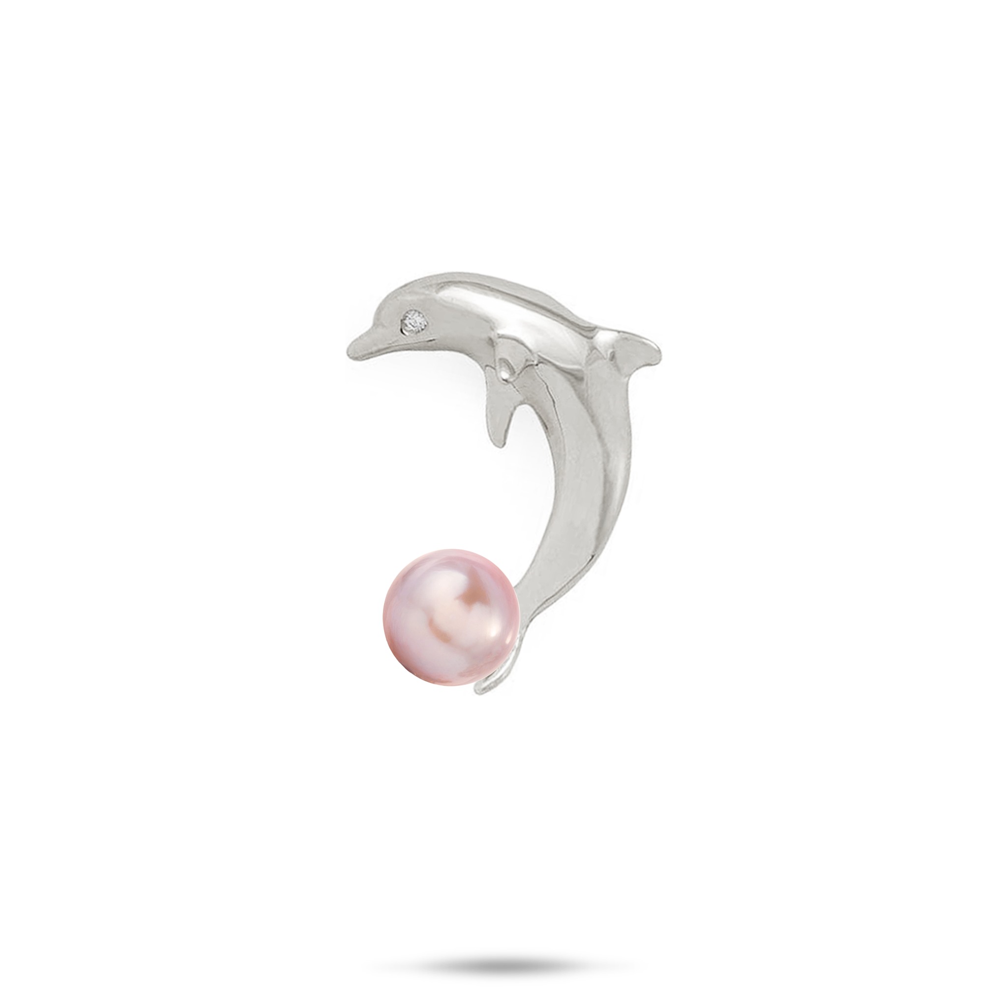 Pick A Pearl Dolphin Pendant in White Gold with Diamond - 22mm