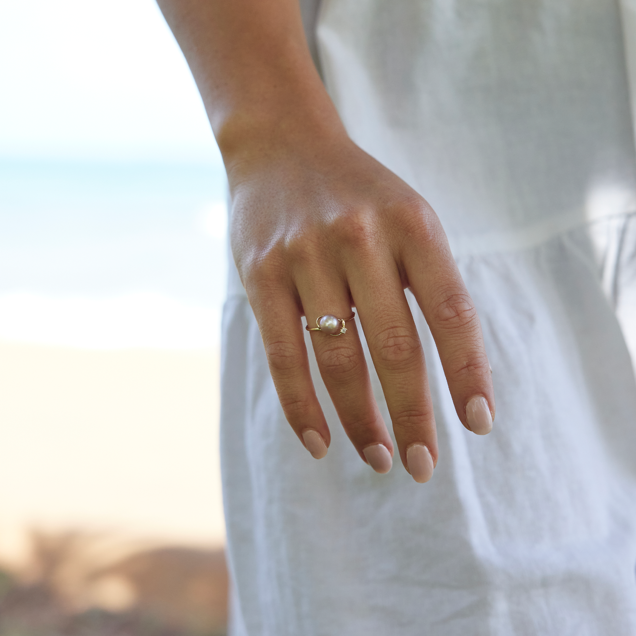 Choisissez un anneau de perle en or avec du diamant