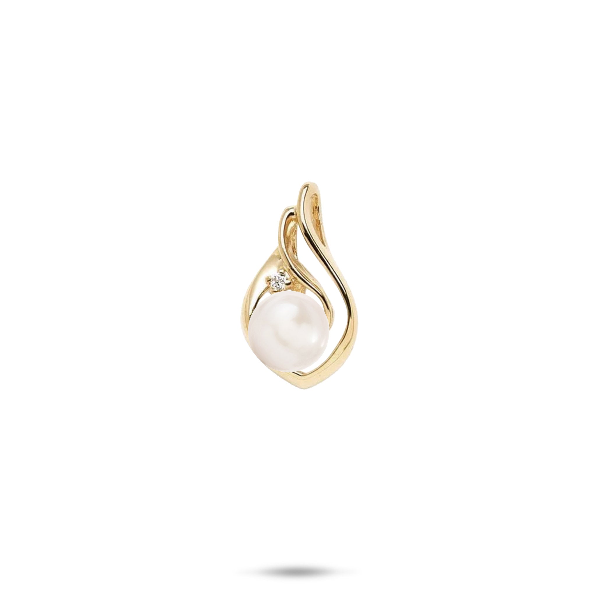 Pick A Pearl Ocean Wave Pendant in Gold with Diamond